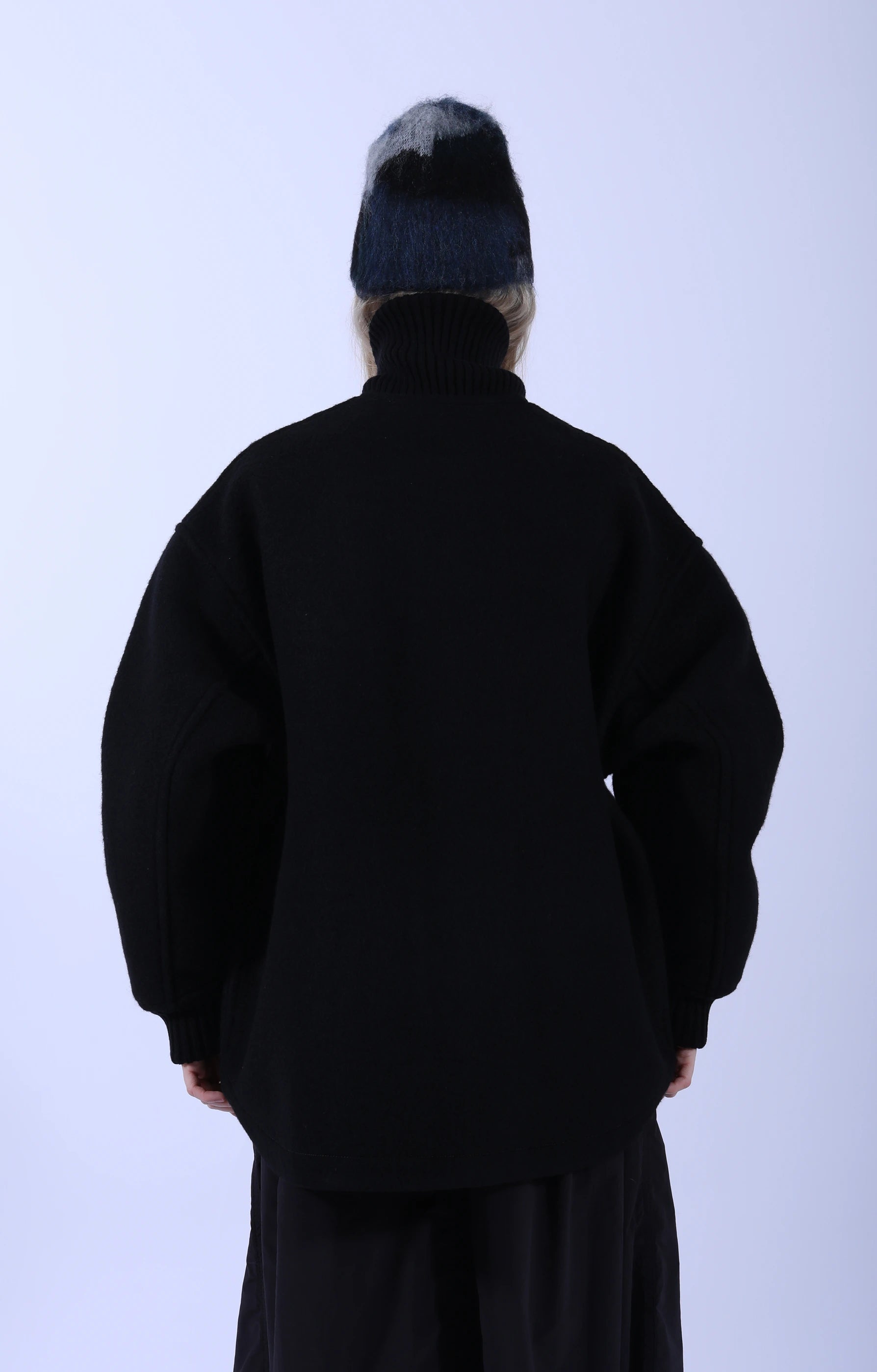 Wool Shaggy Jacket Long Black