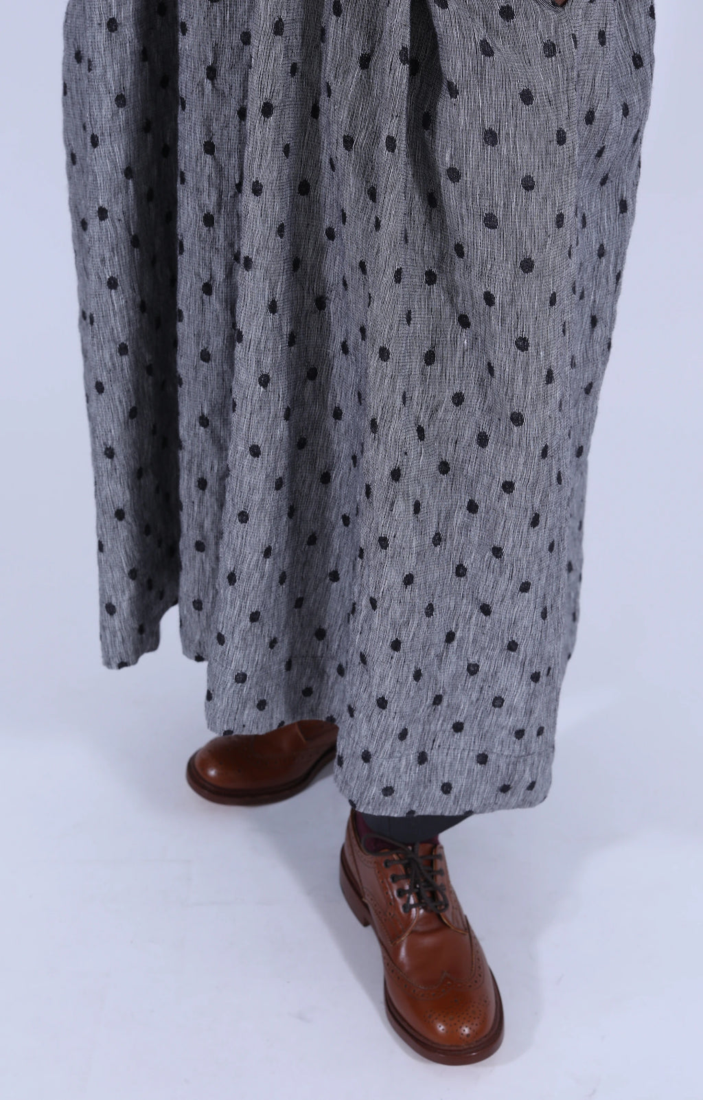 Grey Dot Hidden Buttons Dress