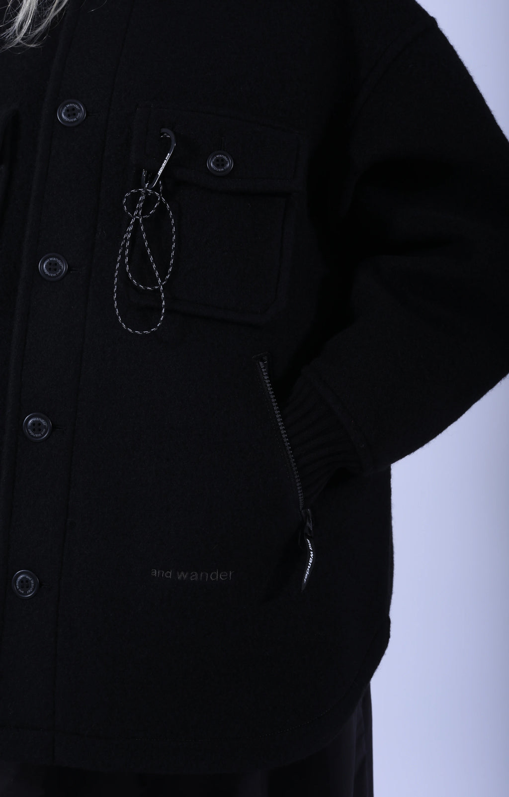 Wool Shaggy Jacket Long Black