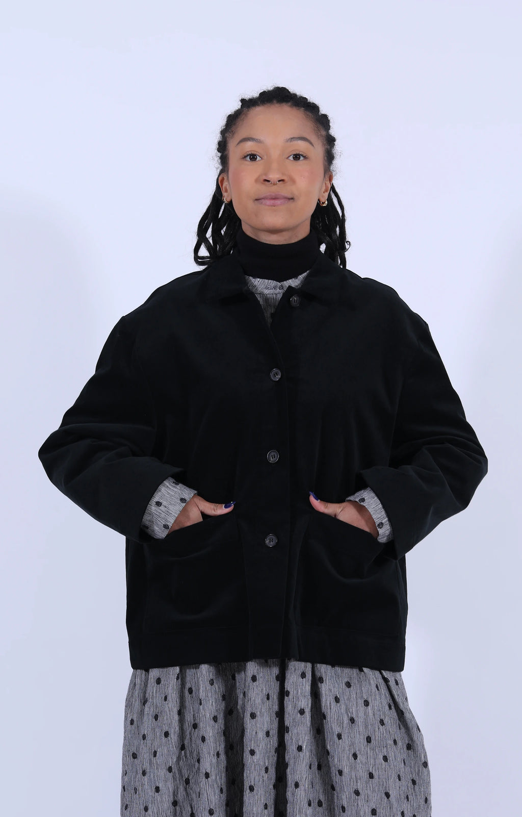 Black Velvet Jacket W/Pockets