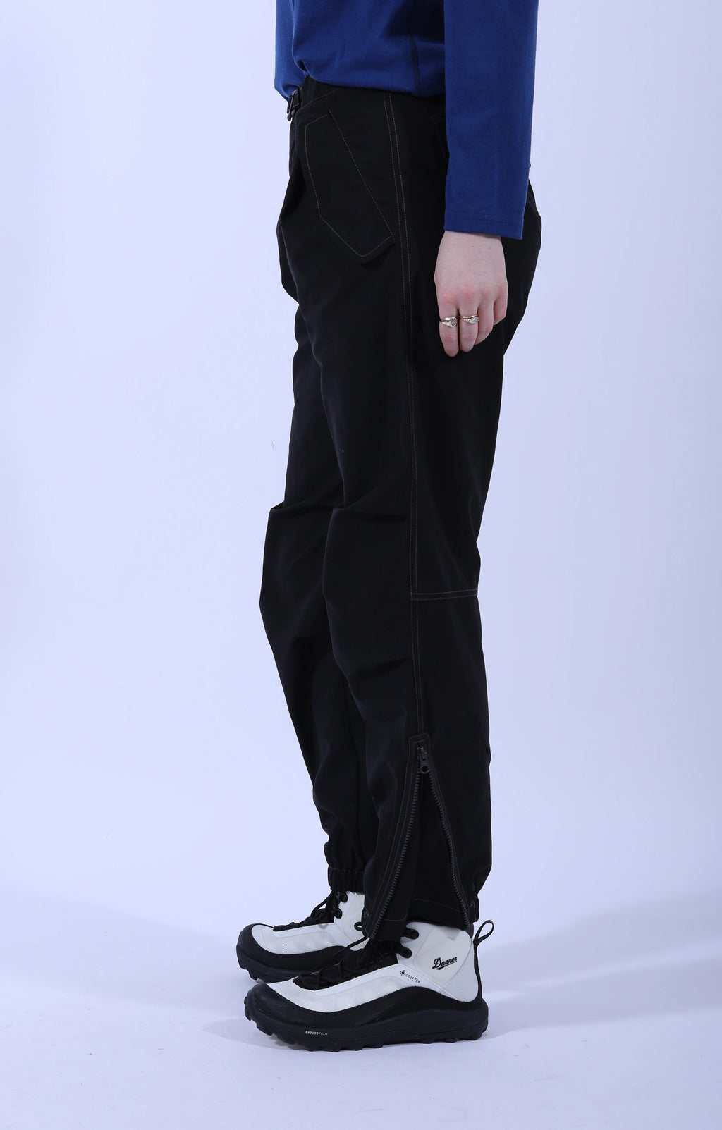 Cloth Side Zip Pants Black