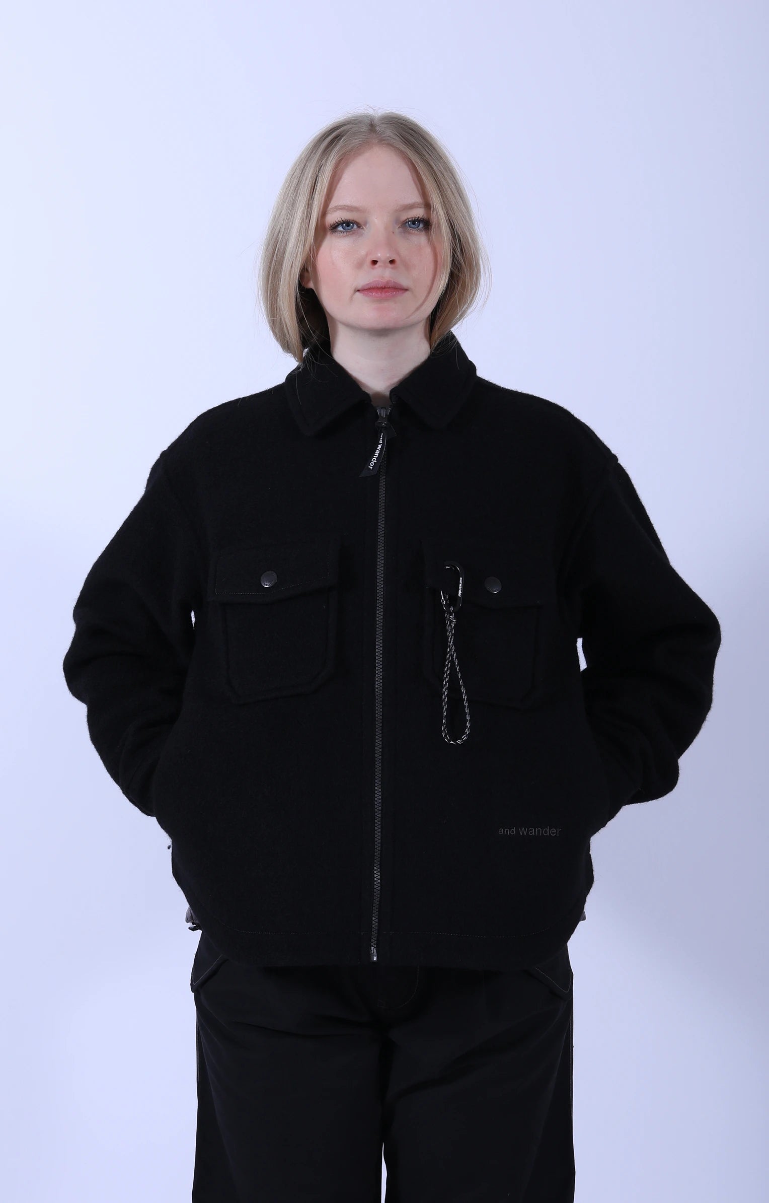 Wool Shaggy Zip Jacket Black