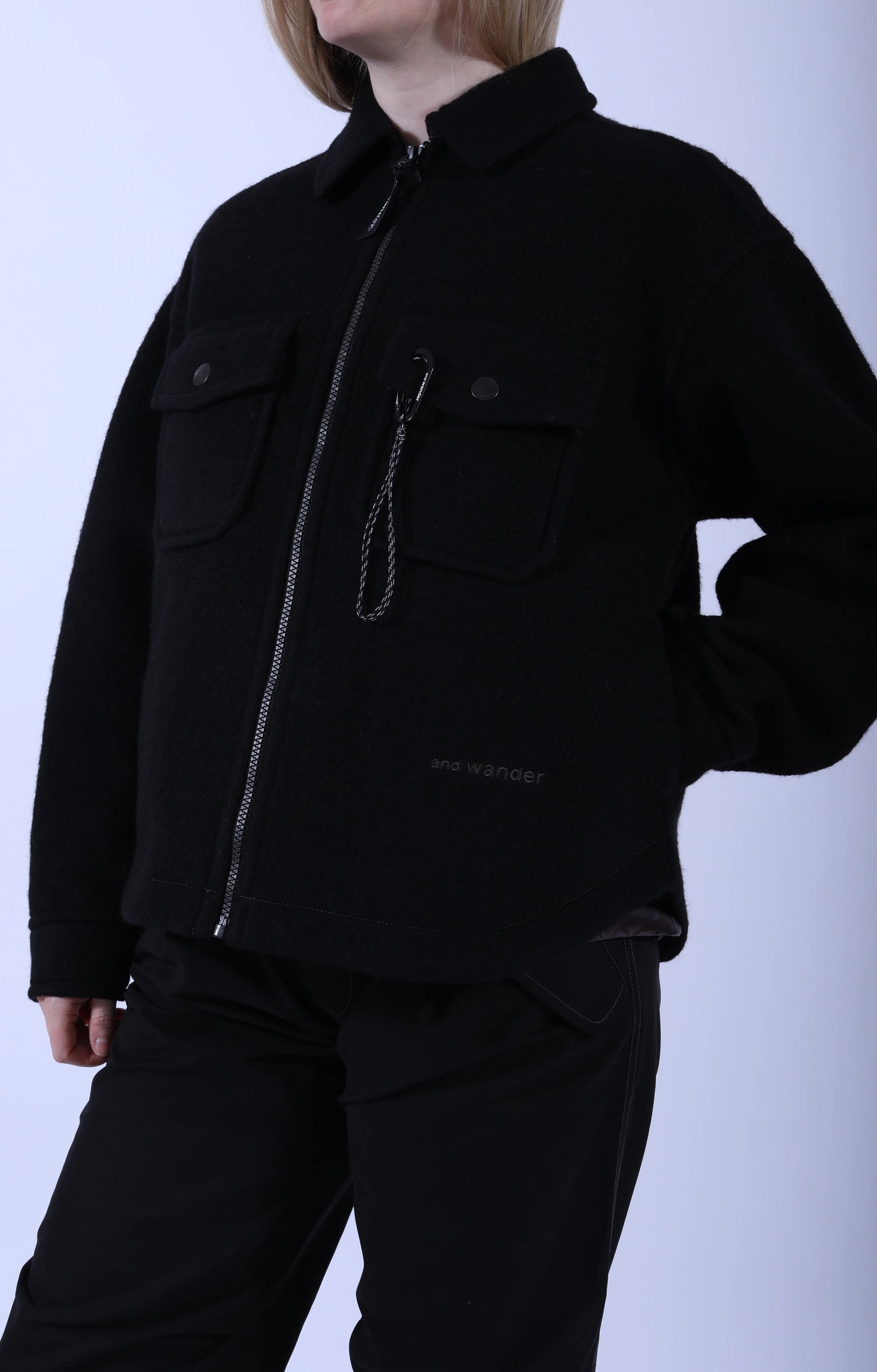 Wool Shaggy Zip Jacket Black