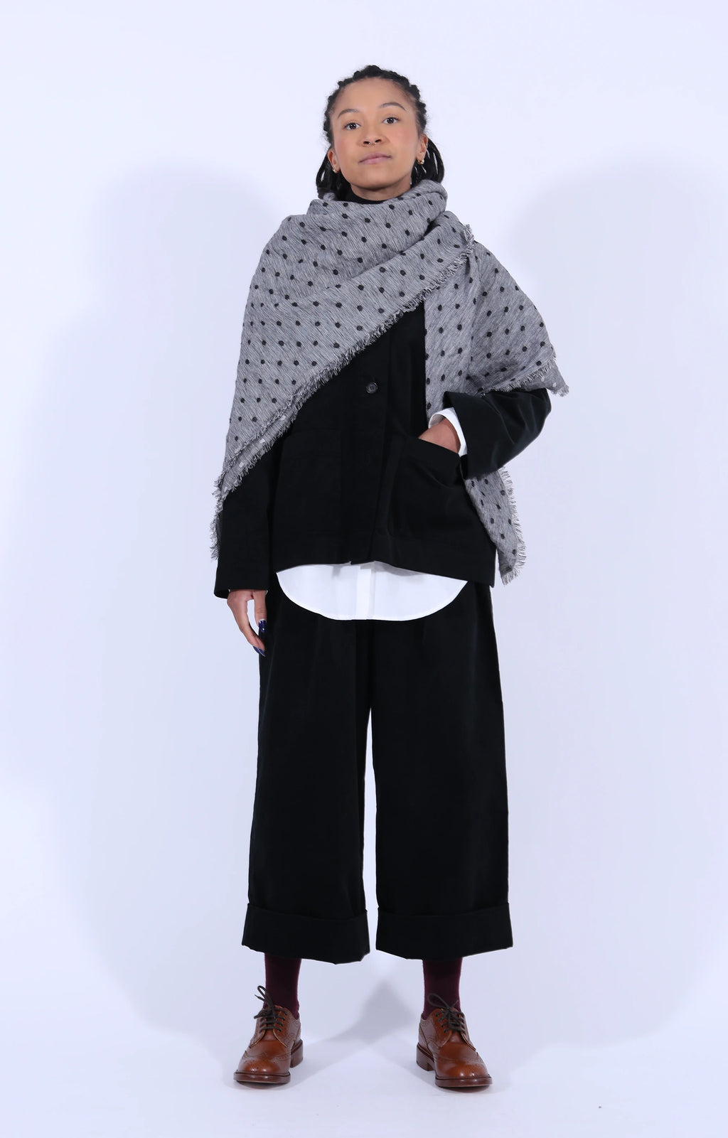 Grey Dot Scarf