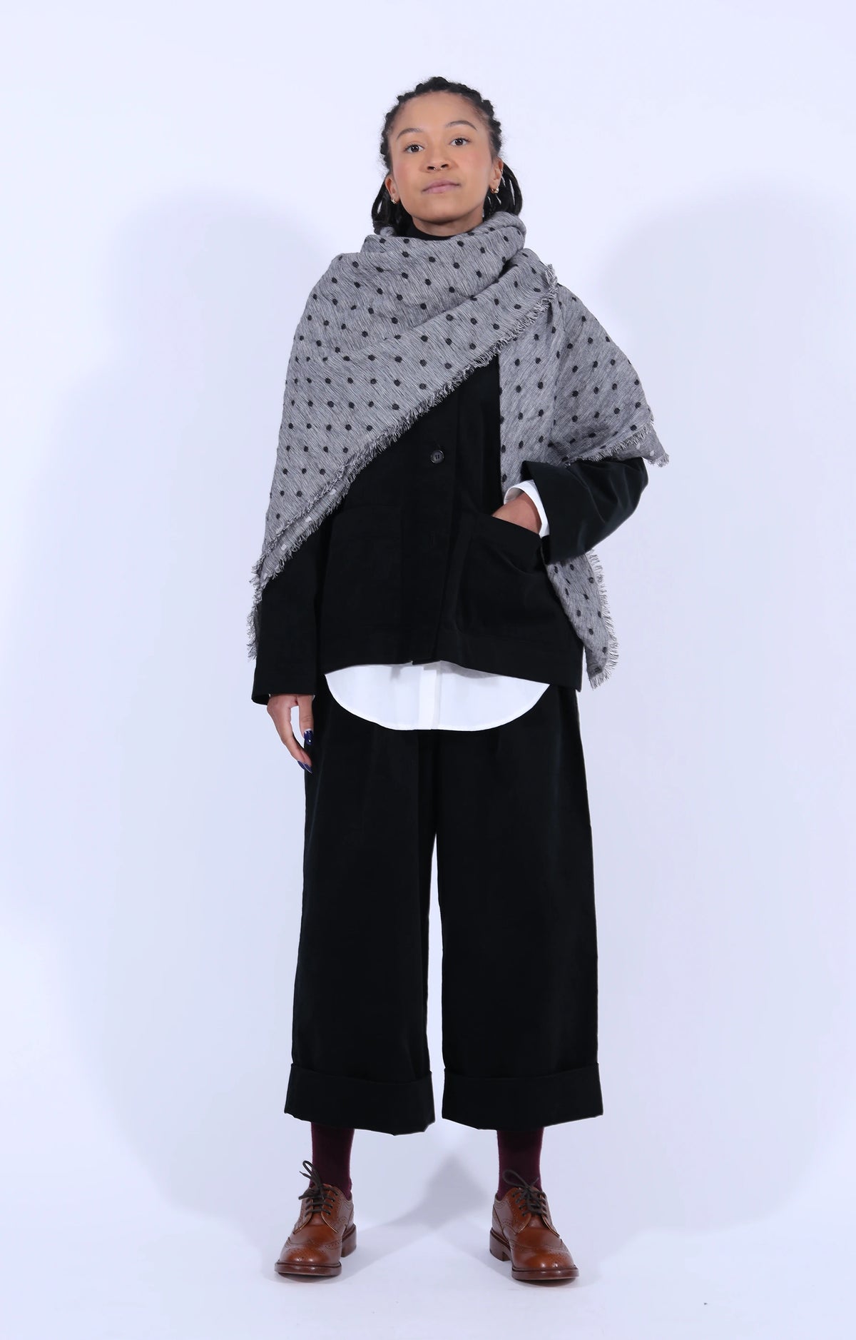 Grey Dot Scarf