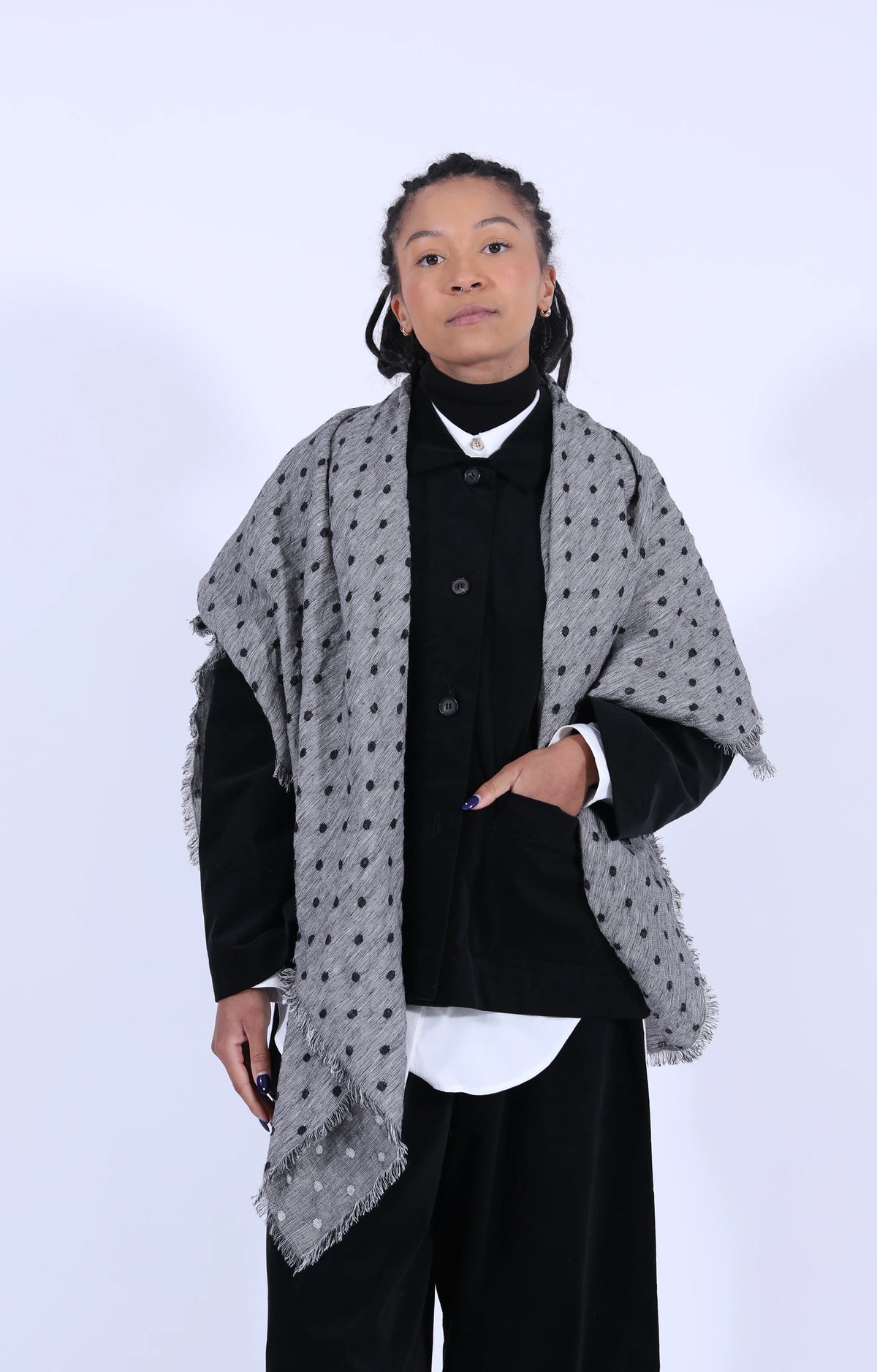Grey Dot Scarf