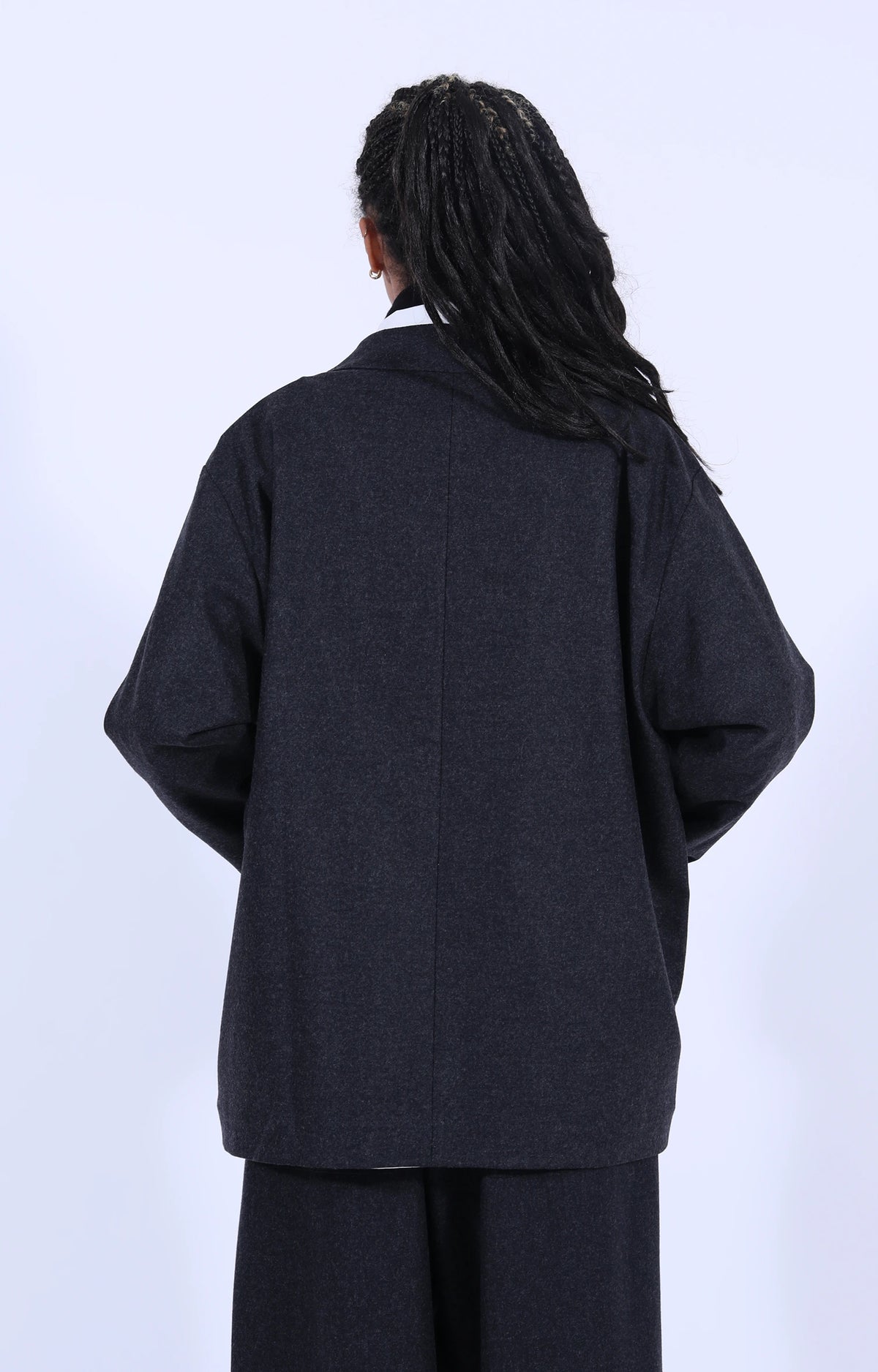 Dark Grey Wool V-Neck Jacket