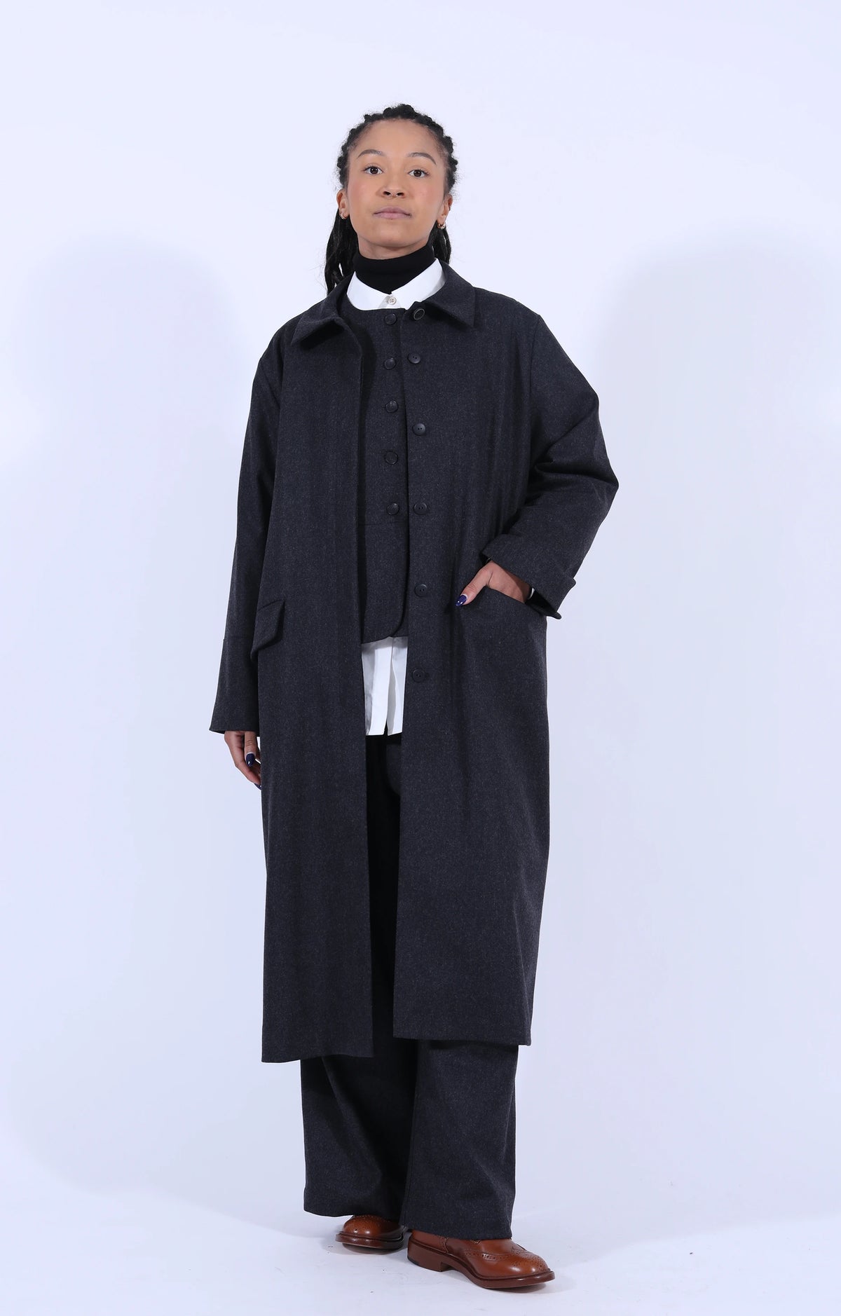 Dark Grey Wool Long Pants
