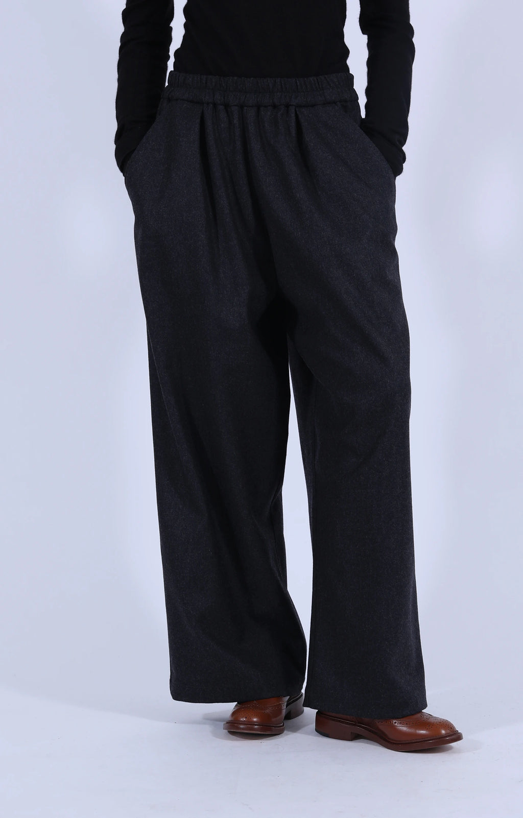 Dark Grey Wool Long Pants