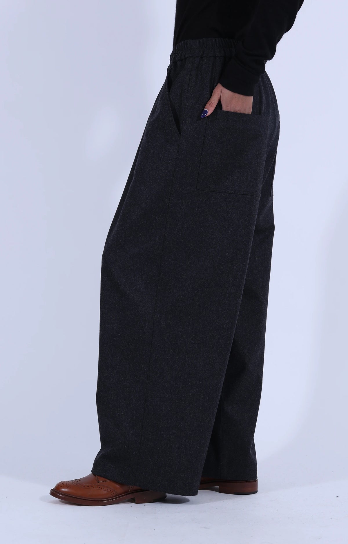 Dark Grey Wool Long Pants