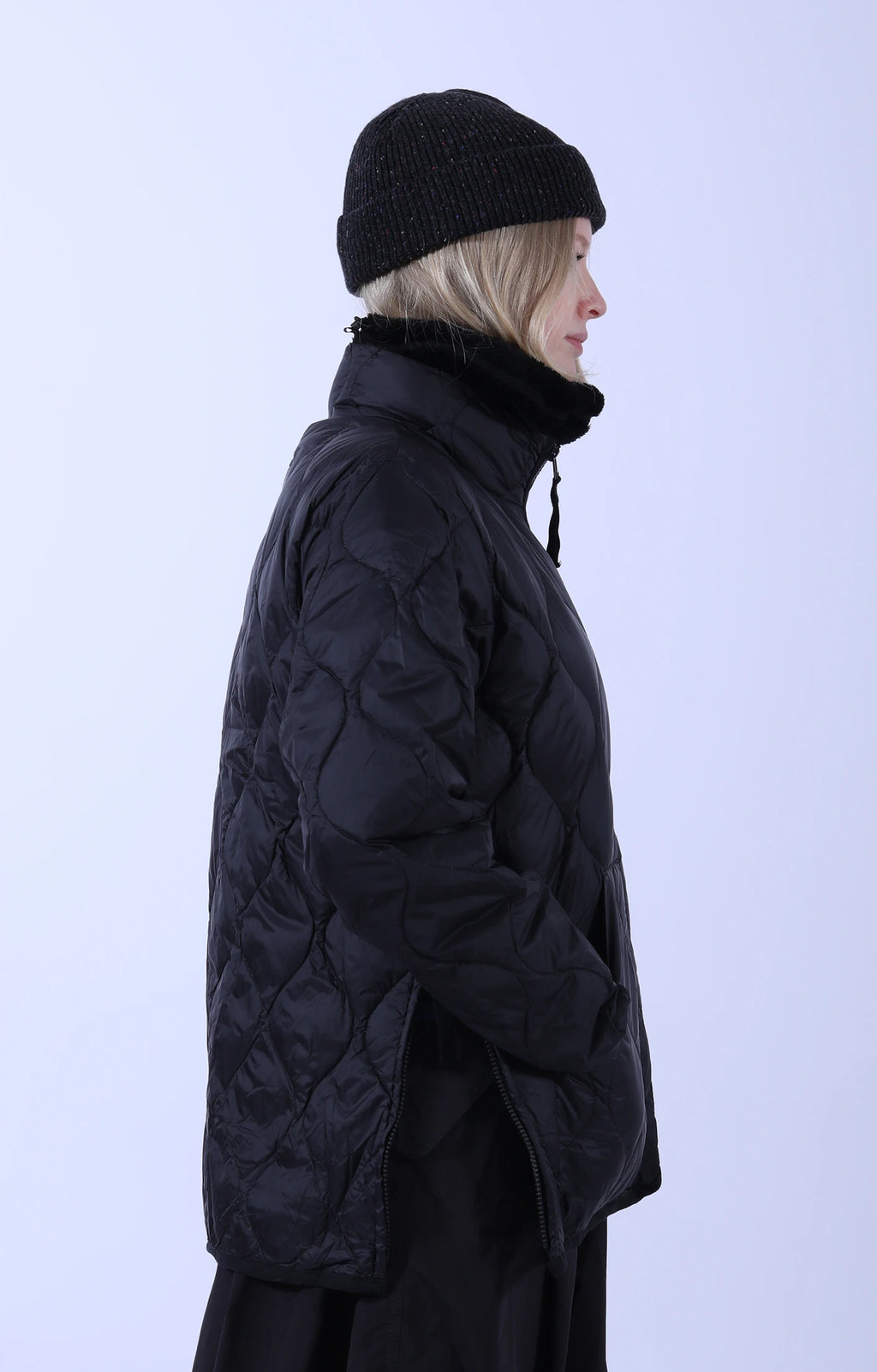 Military Hi Neck W-Zip Down Jacket Black