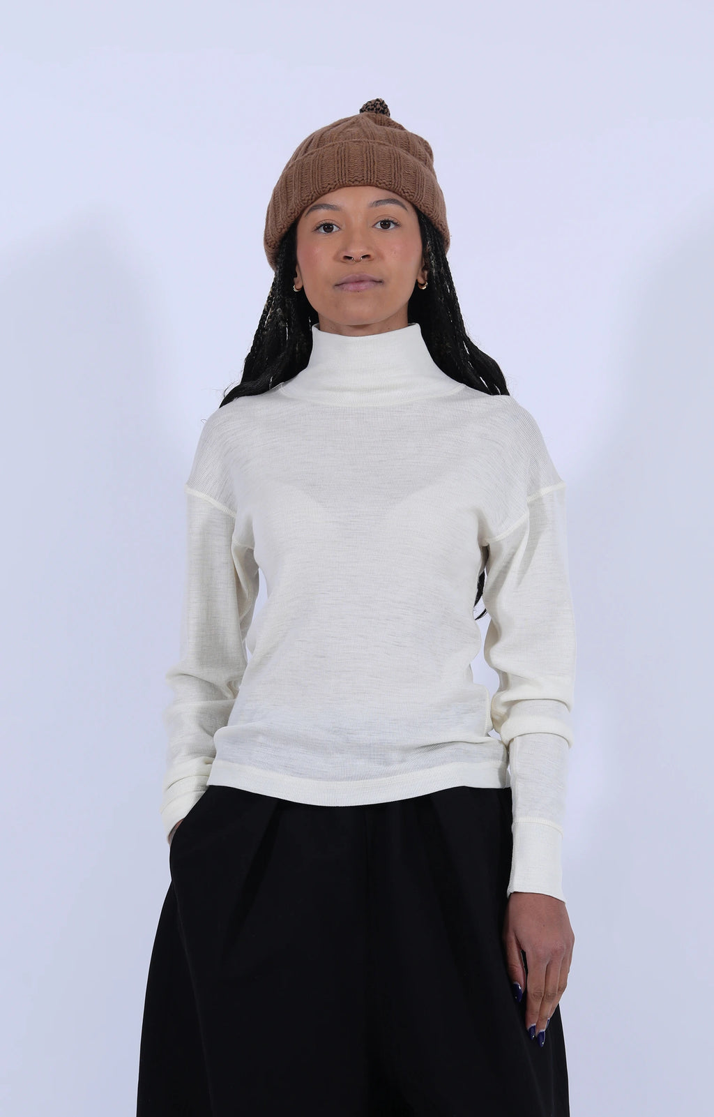 Turtleneck Ribbed Wool Off-White