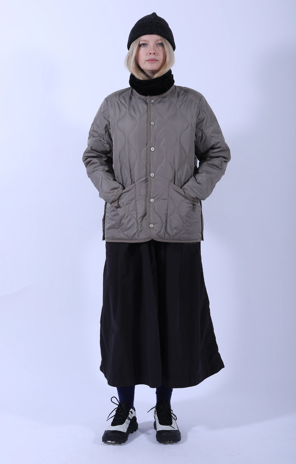 Unisex Military Crew Neck Down Jacket Light Mocha