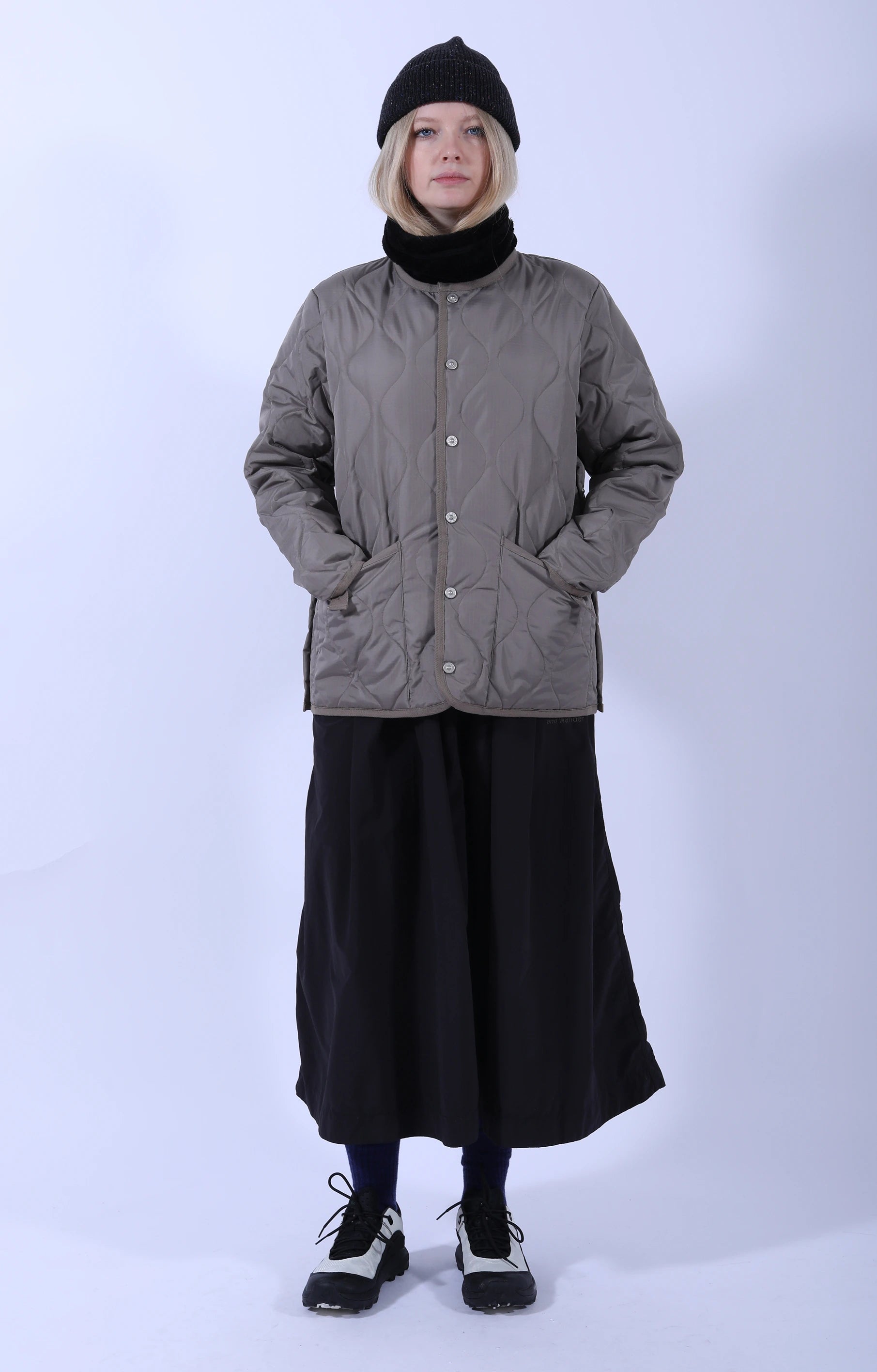 Unisex Military Crew Neck Down Jacket Light Mocha