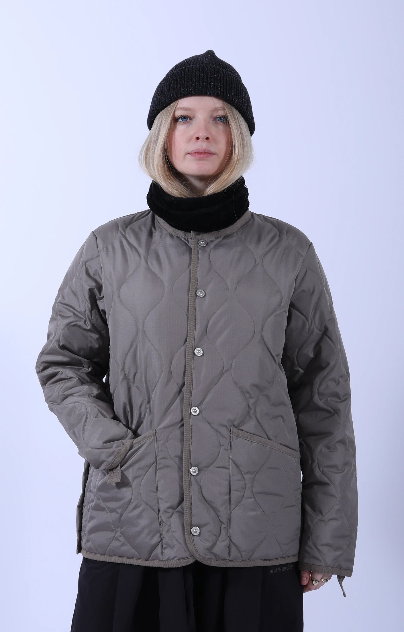 Unisex Military Crew Neck Down Jacket Light Mocha