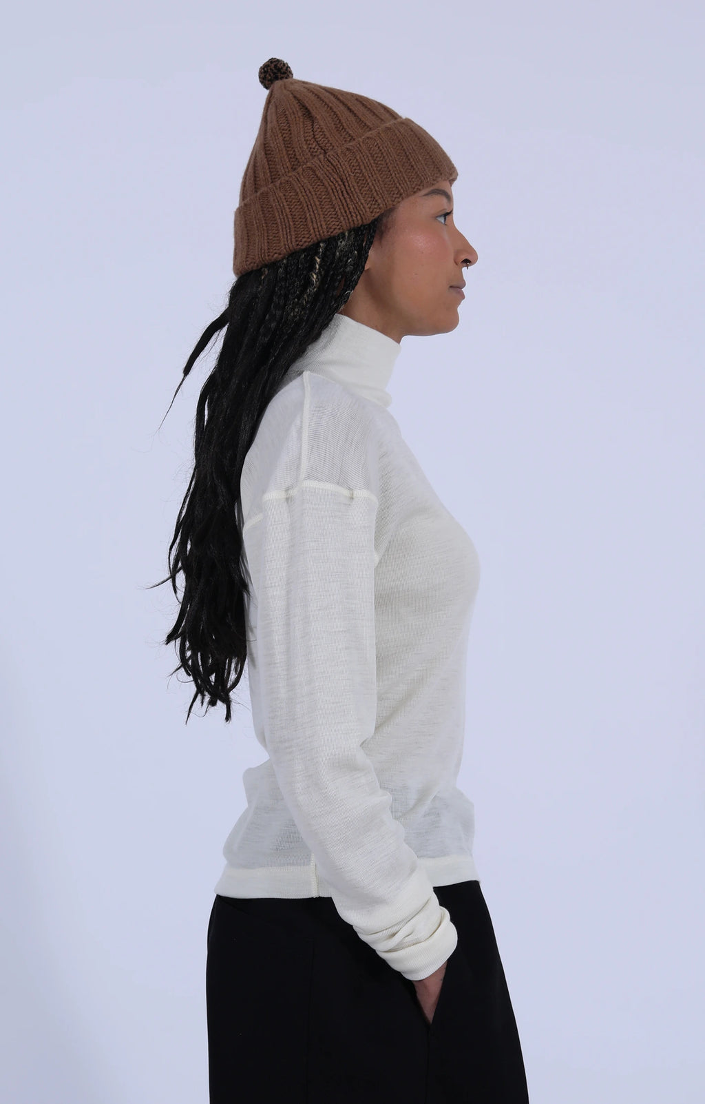 Turtleneck Ribbed Wool Off-White