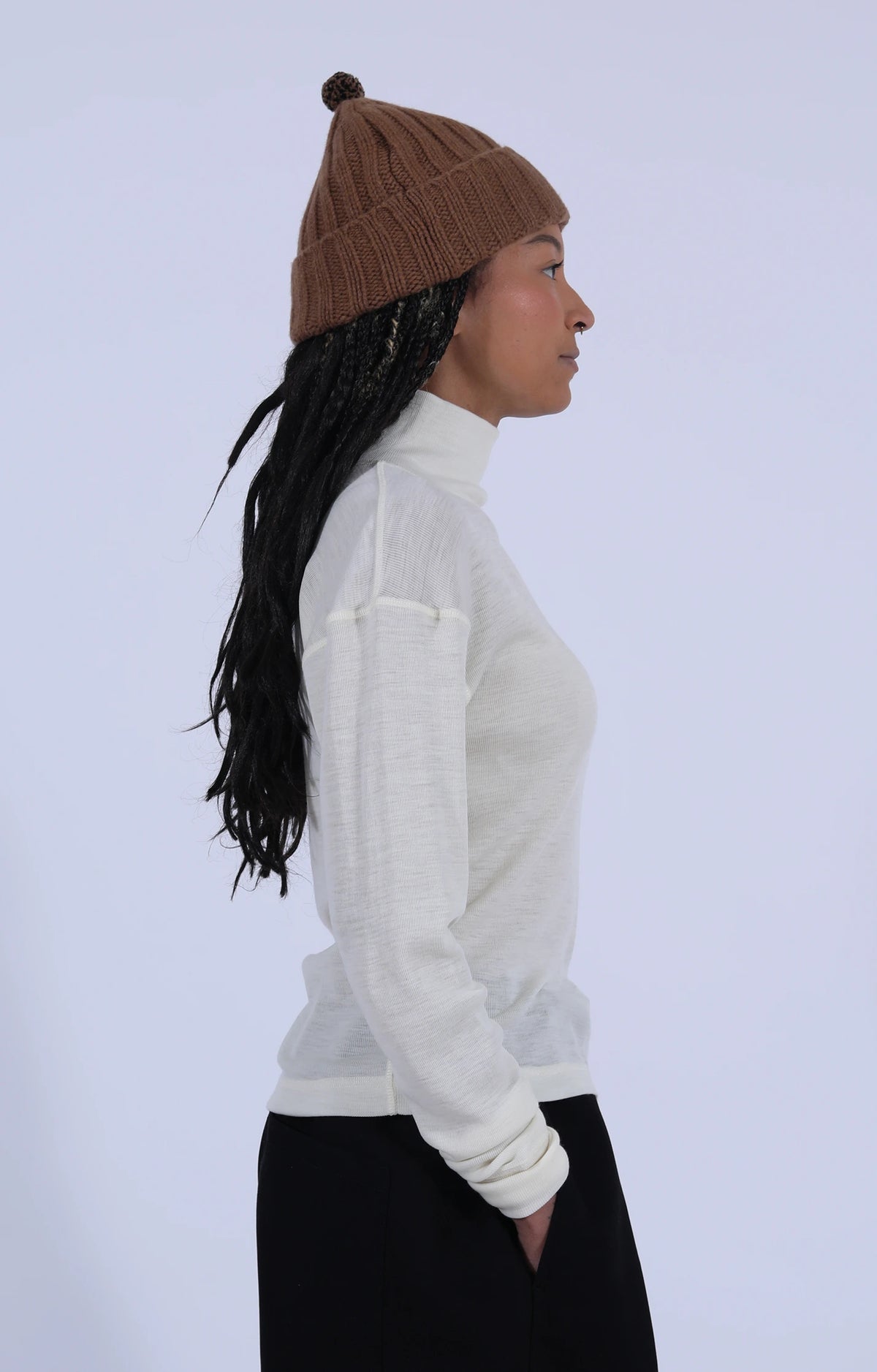 Turtleneck Ribbed Wool Off-White