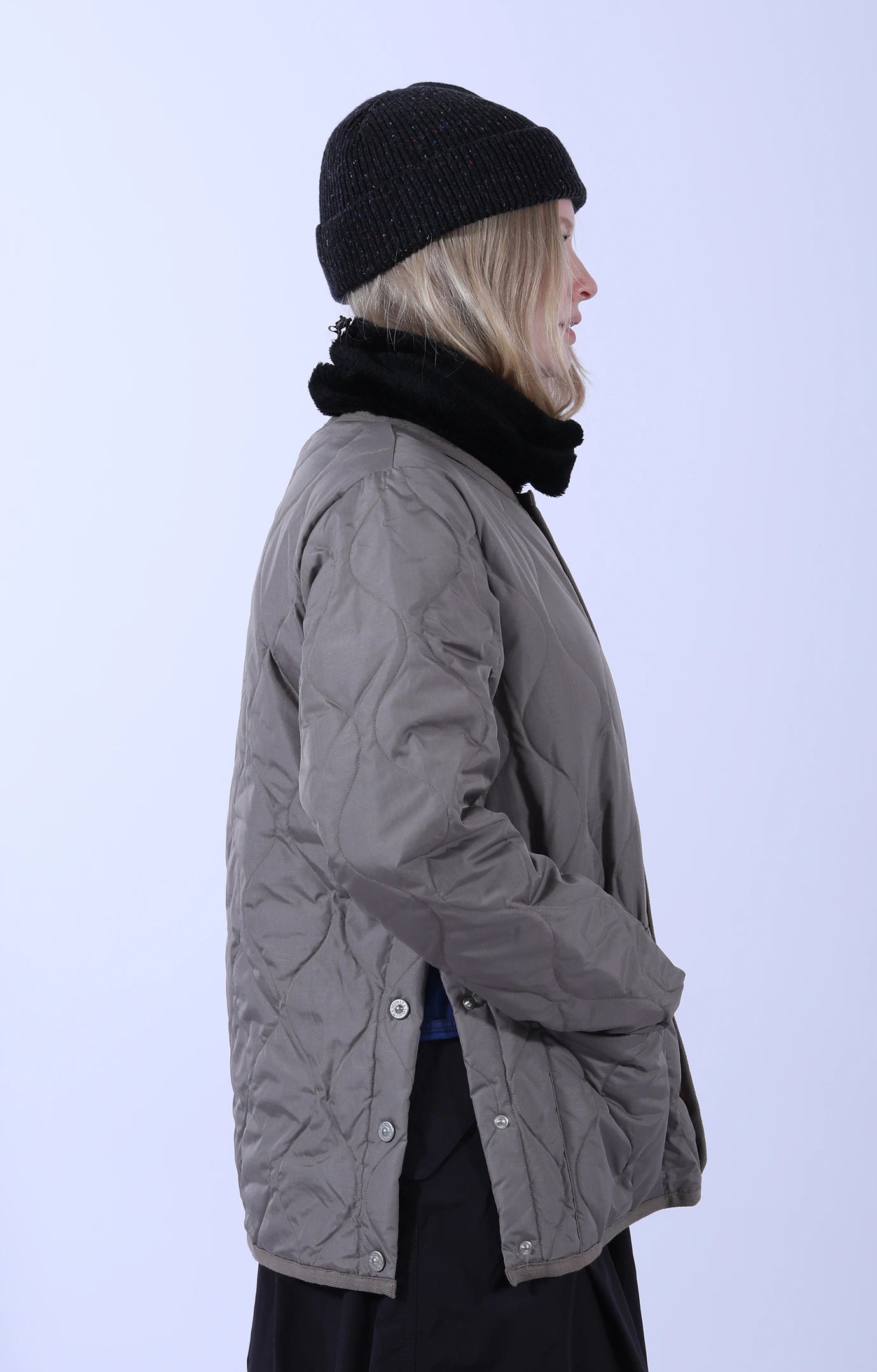 Unisex Military Crew Neck Down Jacket Light Mocha