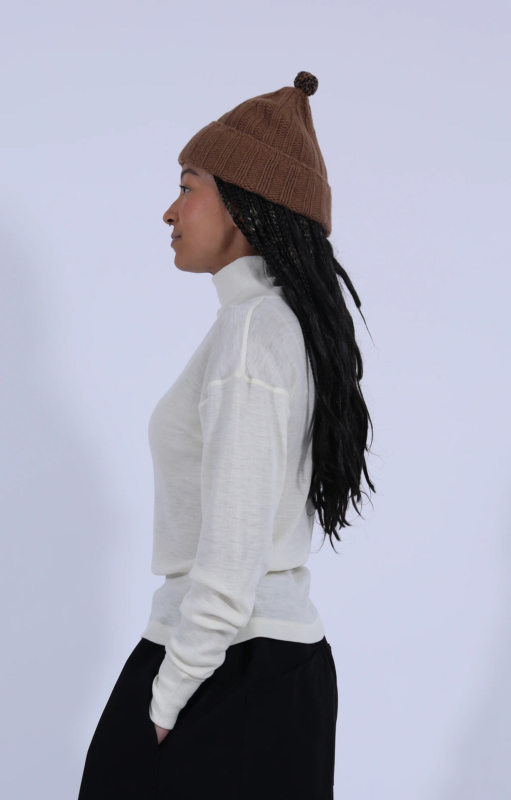 Turtleneck Ribbed Wool Off-White