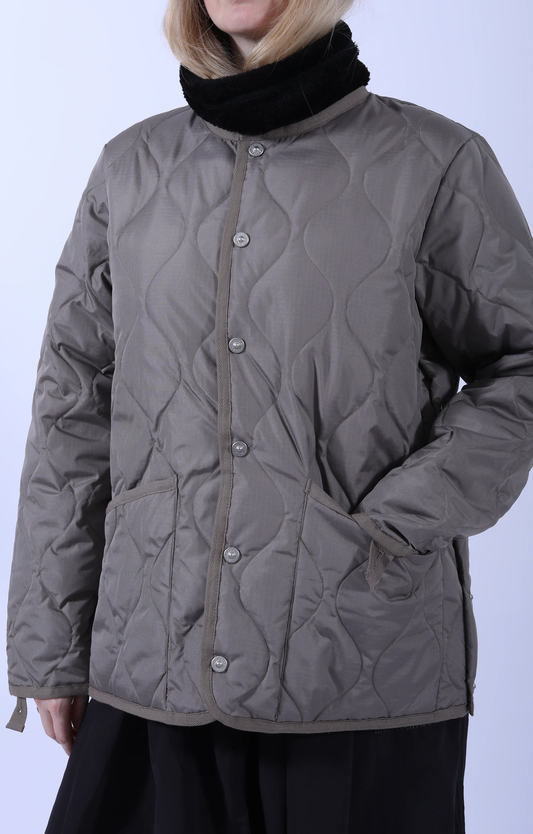 Unisex Military Crew Neck Down Jacket Light Mocha