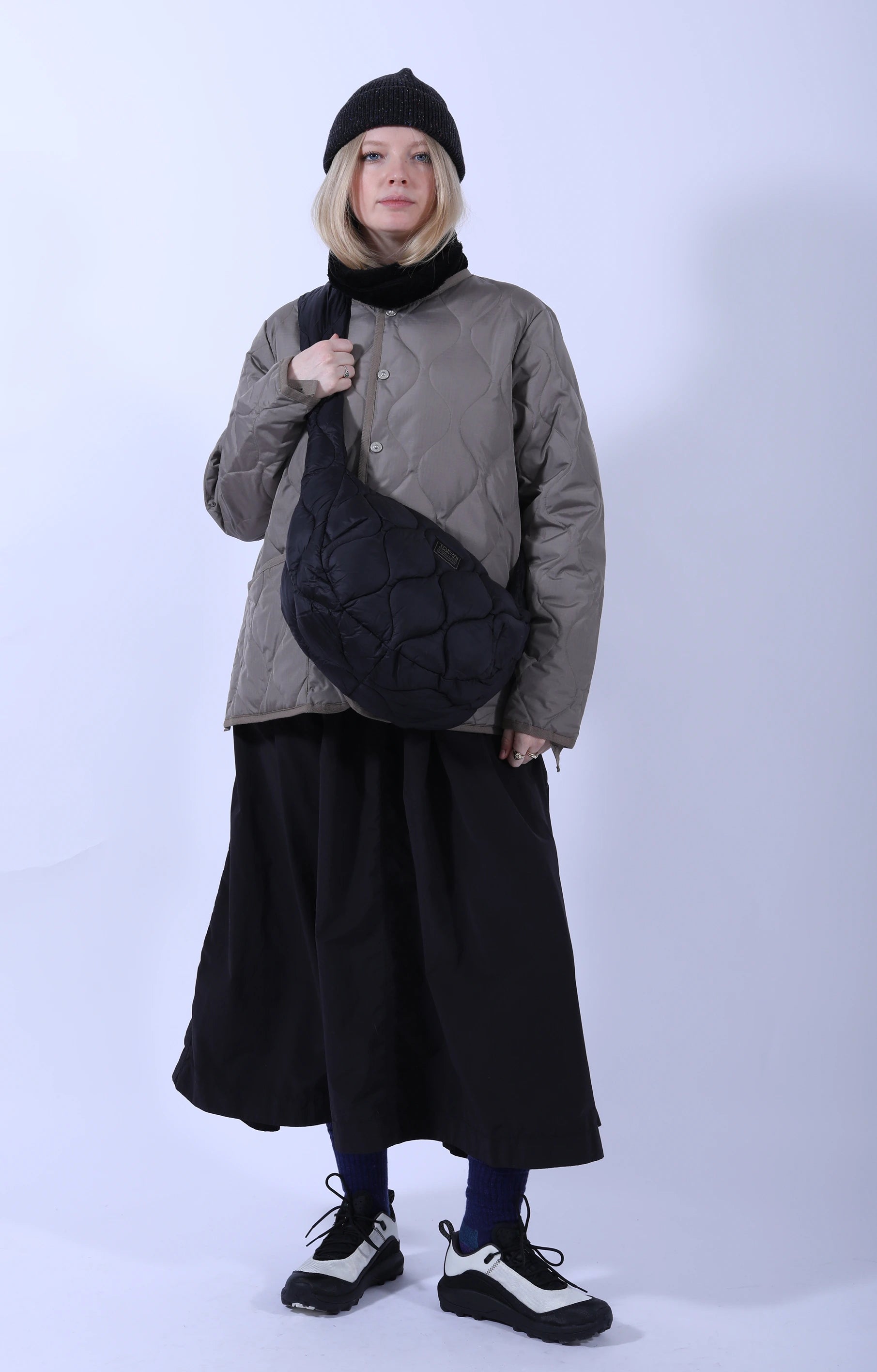 Unisex Military Crew Neck Down Jacket Light Mocha