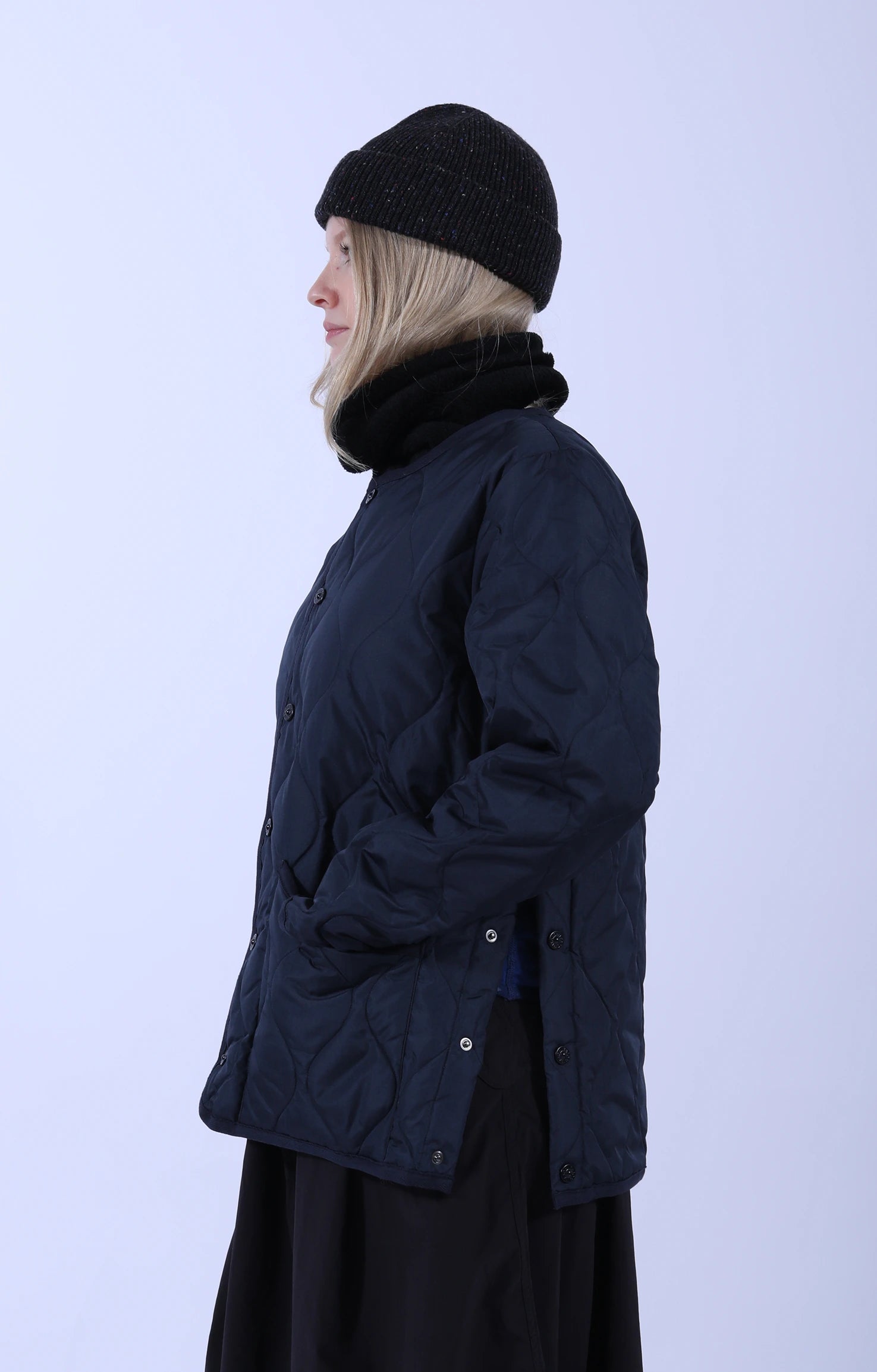 Unisex Military Crew Neck Down Jacket Dark Navy