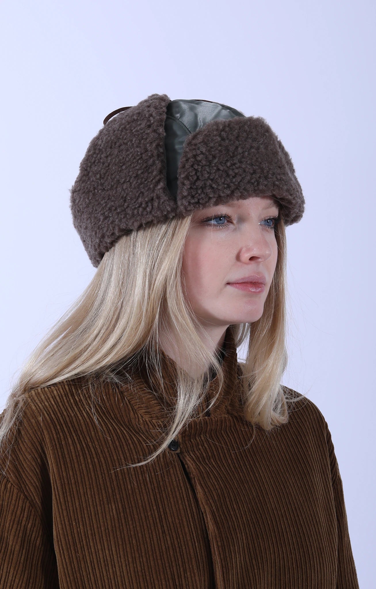 Military Nylon Twill/Boa Aviator Hat Olive