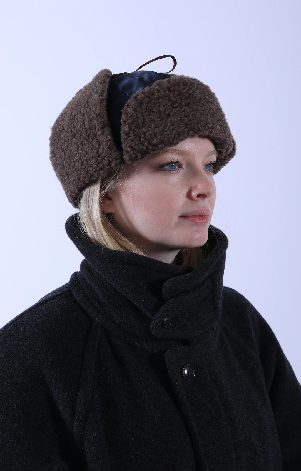 Military Nylon Twill/Boa Aviator Hat Navy