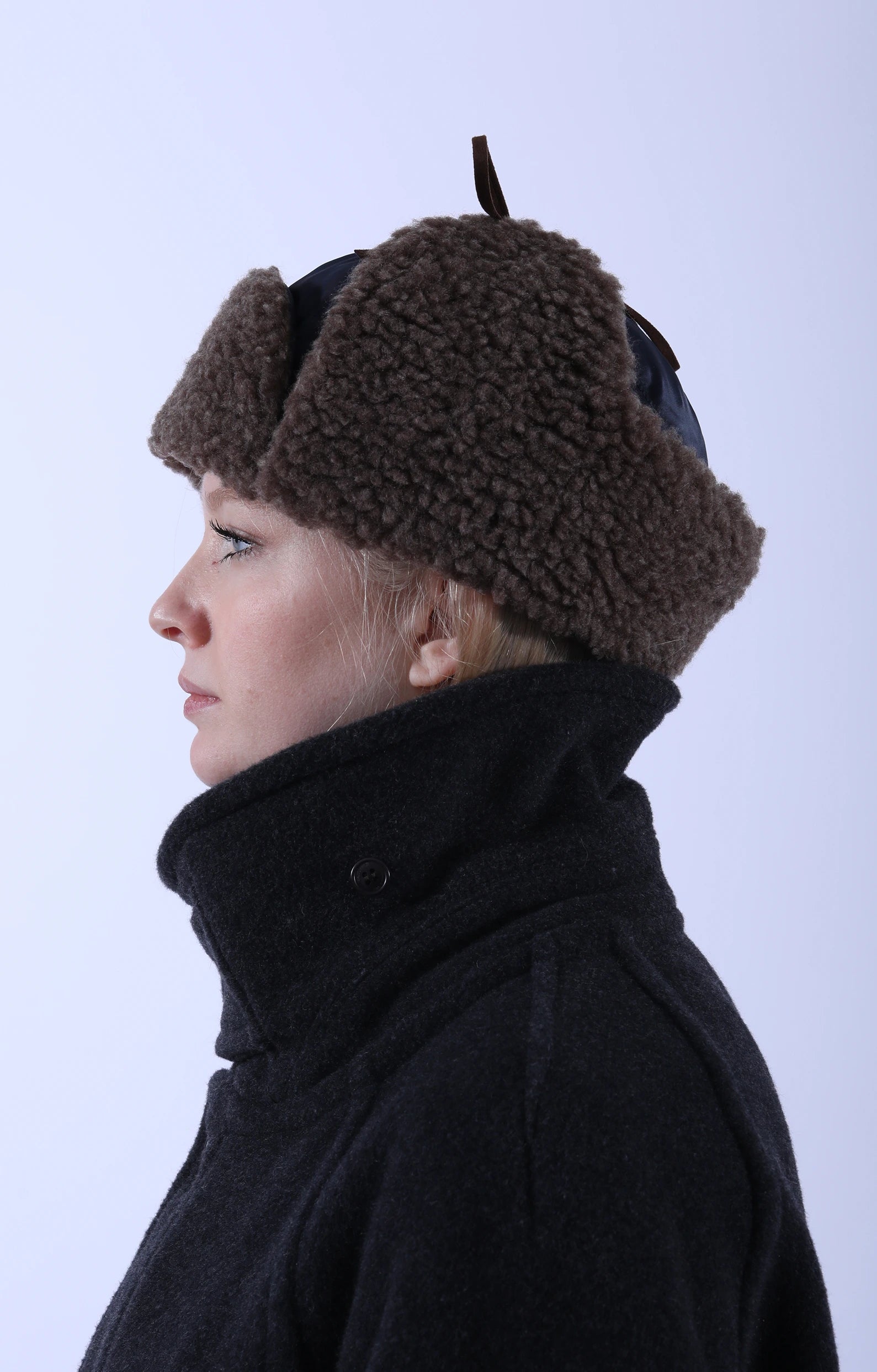 Military Nylon Twill/Boa Aviator Hat Navy