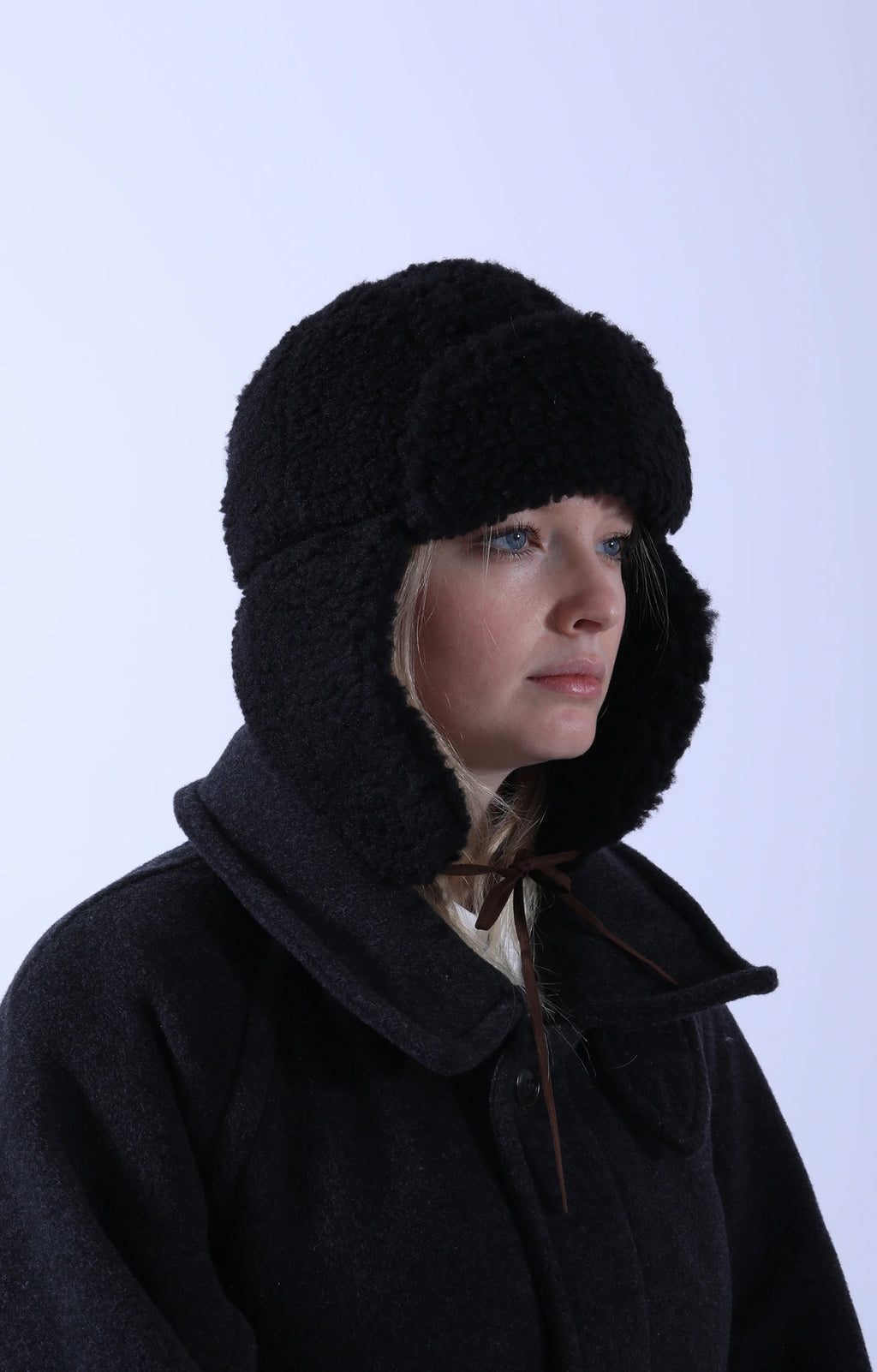 Boa Aviator Hat Black