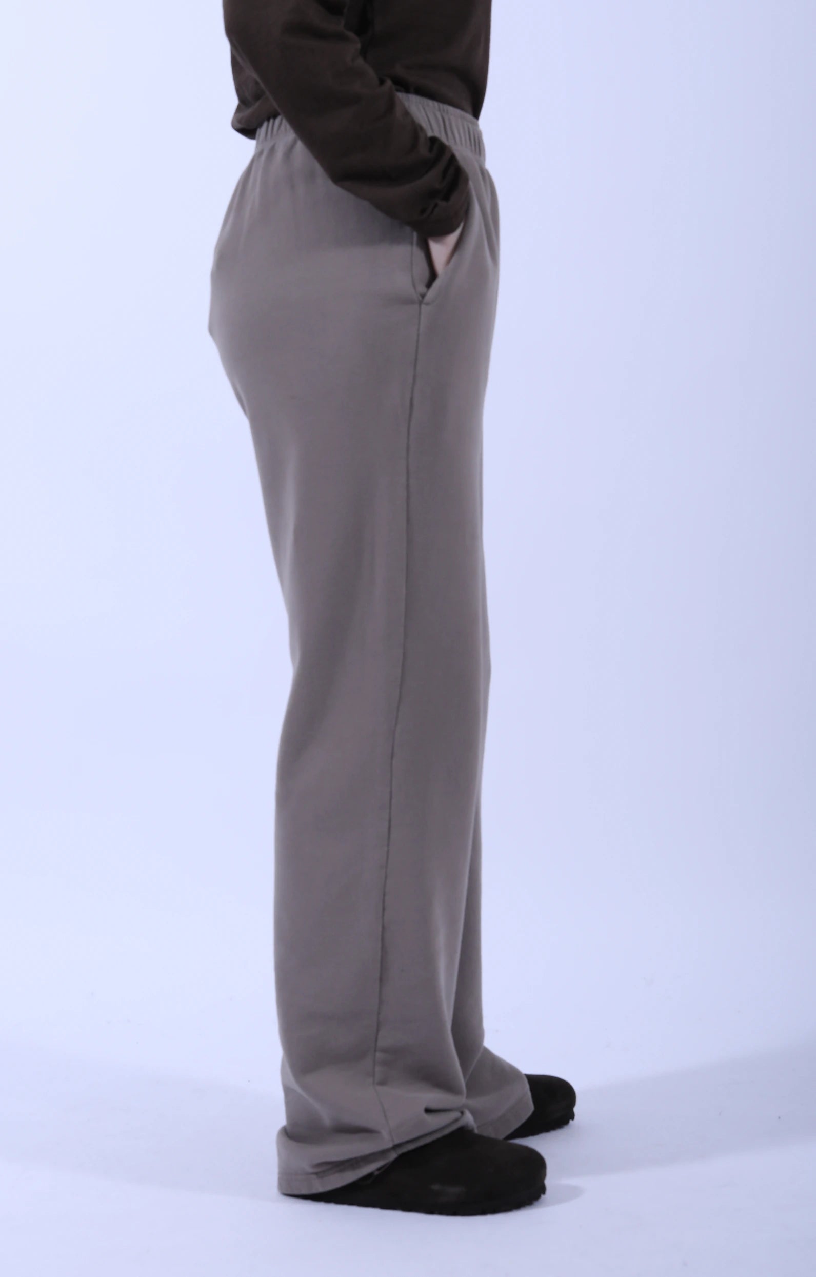 Open Leg Soft Fleece Sweatpants Faded Grain