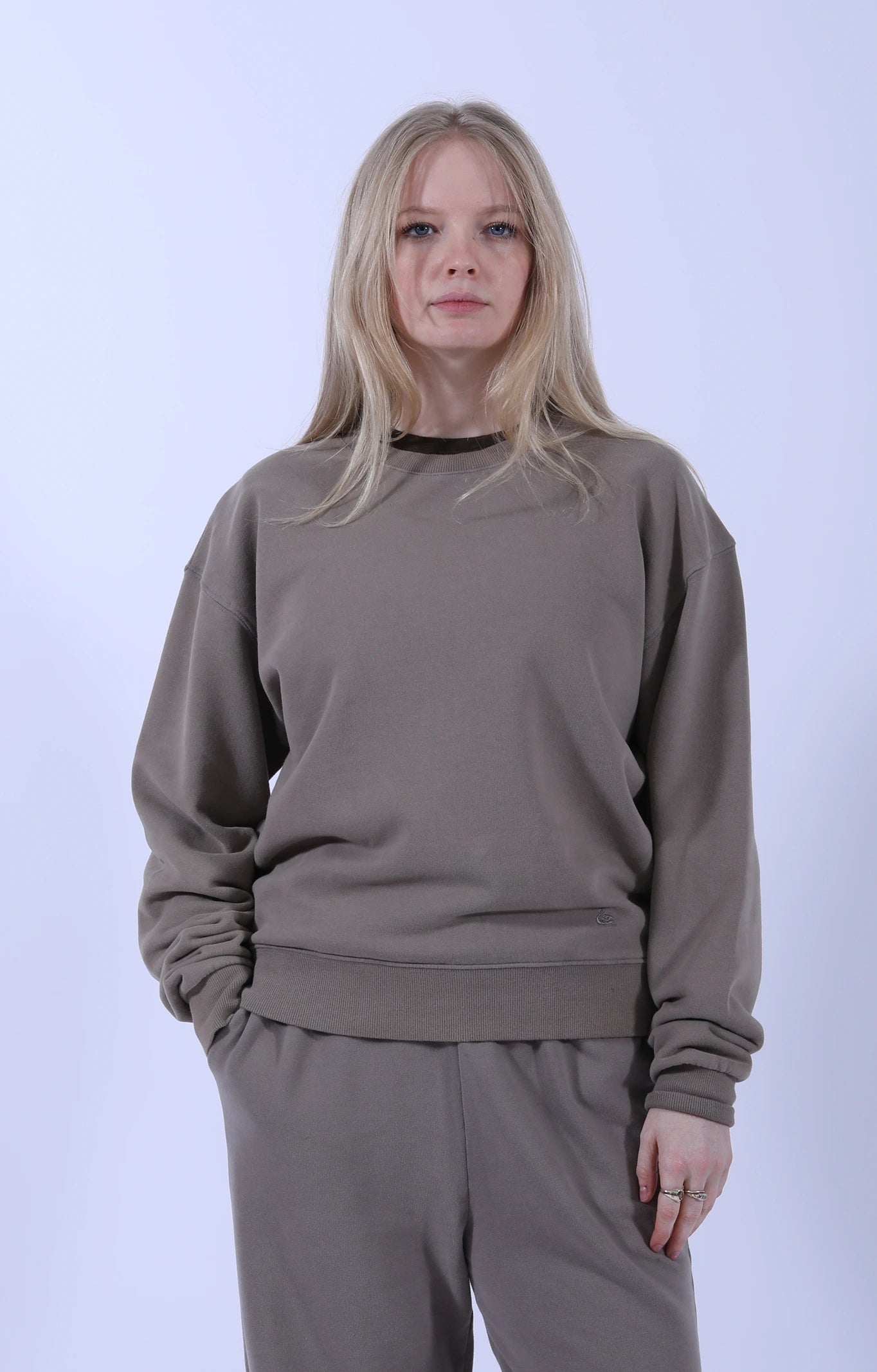 Relaxed Cotton Soft Fleece Sweatshirt Faded Grain