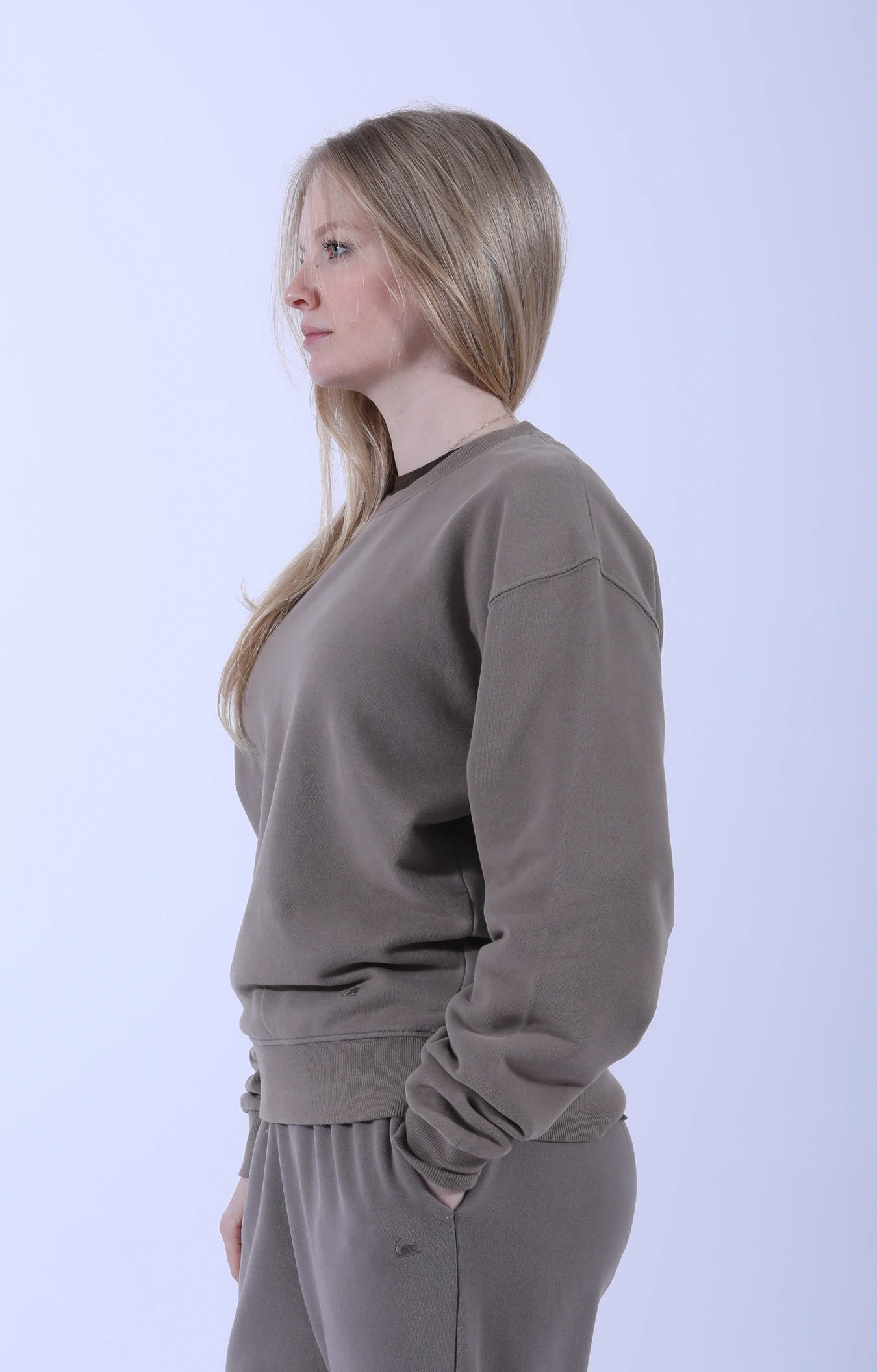 Relaxed Cotton Soft Fleece Sweatshirt Faded Grain