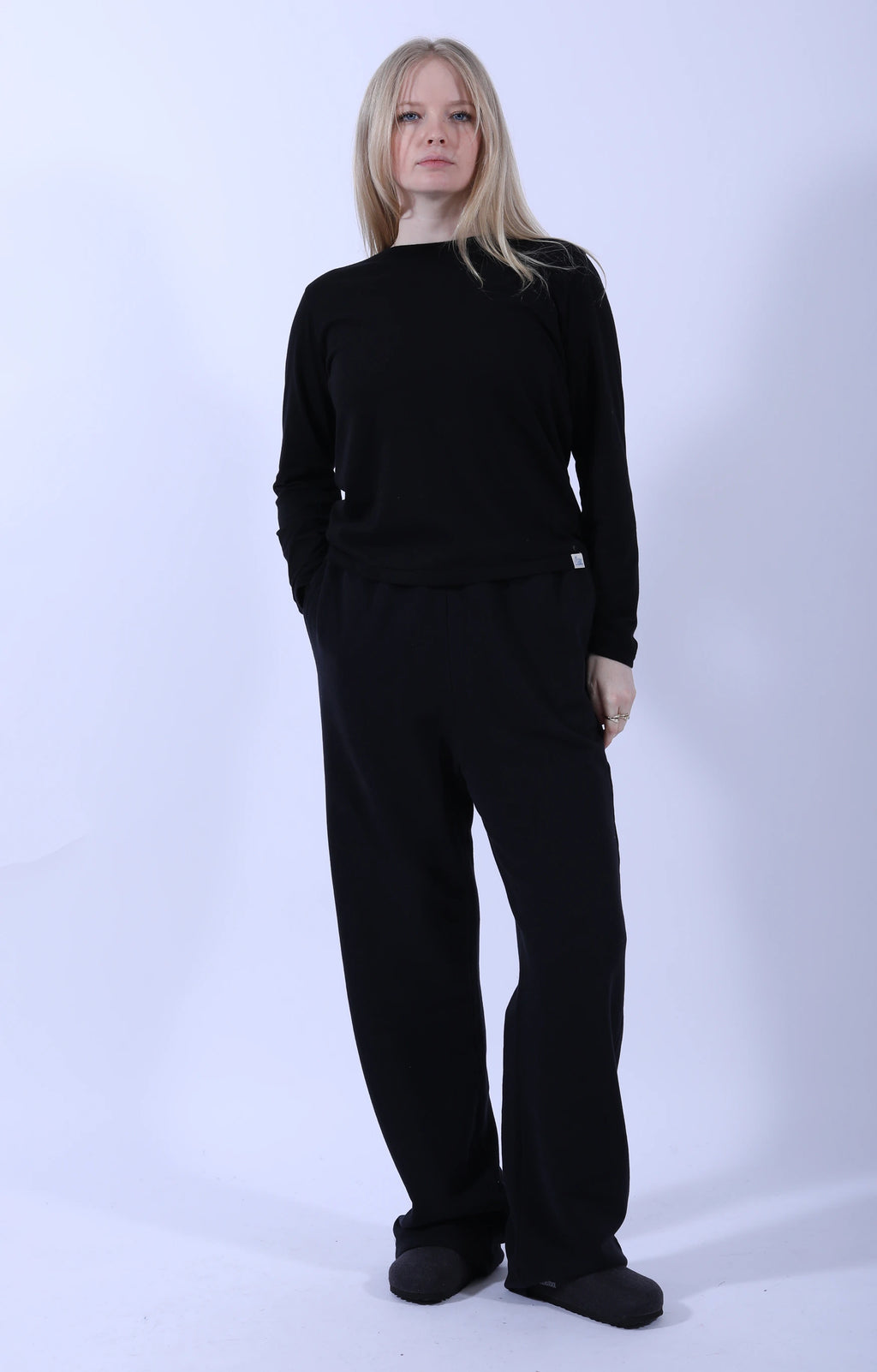 Open Leg Soft Fleece Sweatpants Deep Black