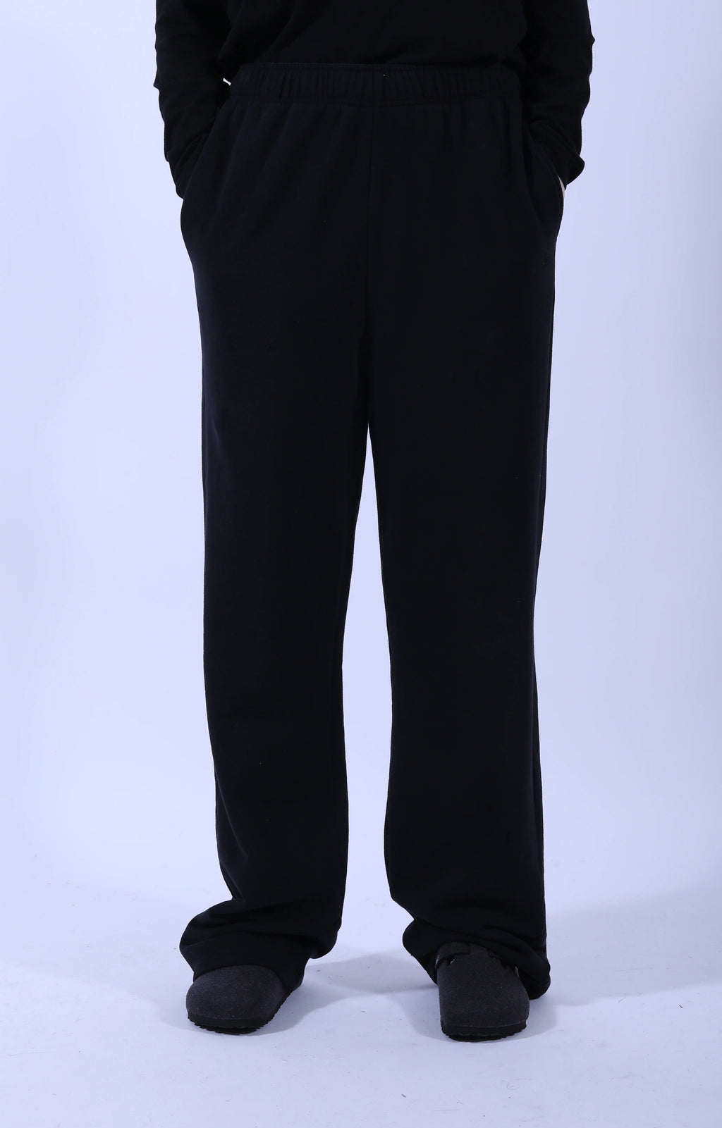 Open Leg Soft Fleece Sweatpants Deep Black