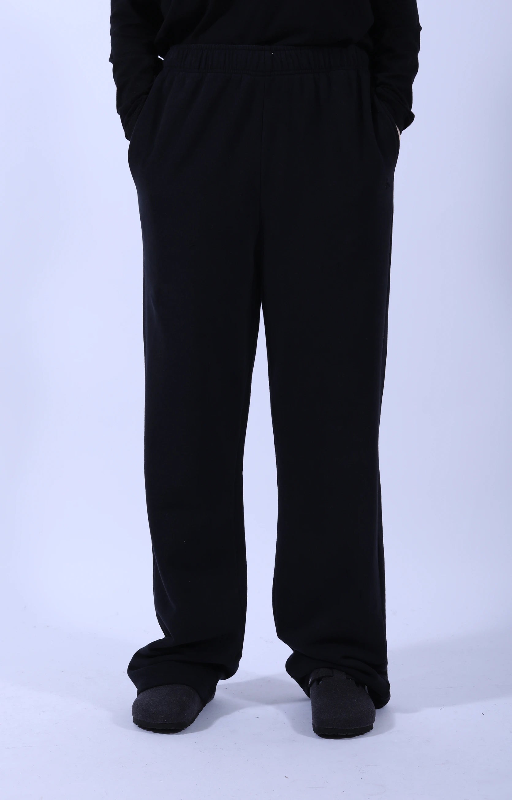 Open Leg Soft Fleece Sweatpants Deep Black