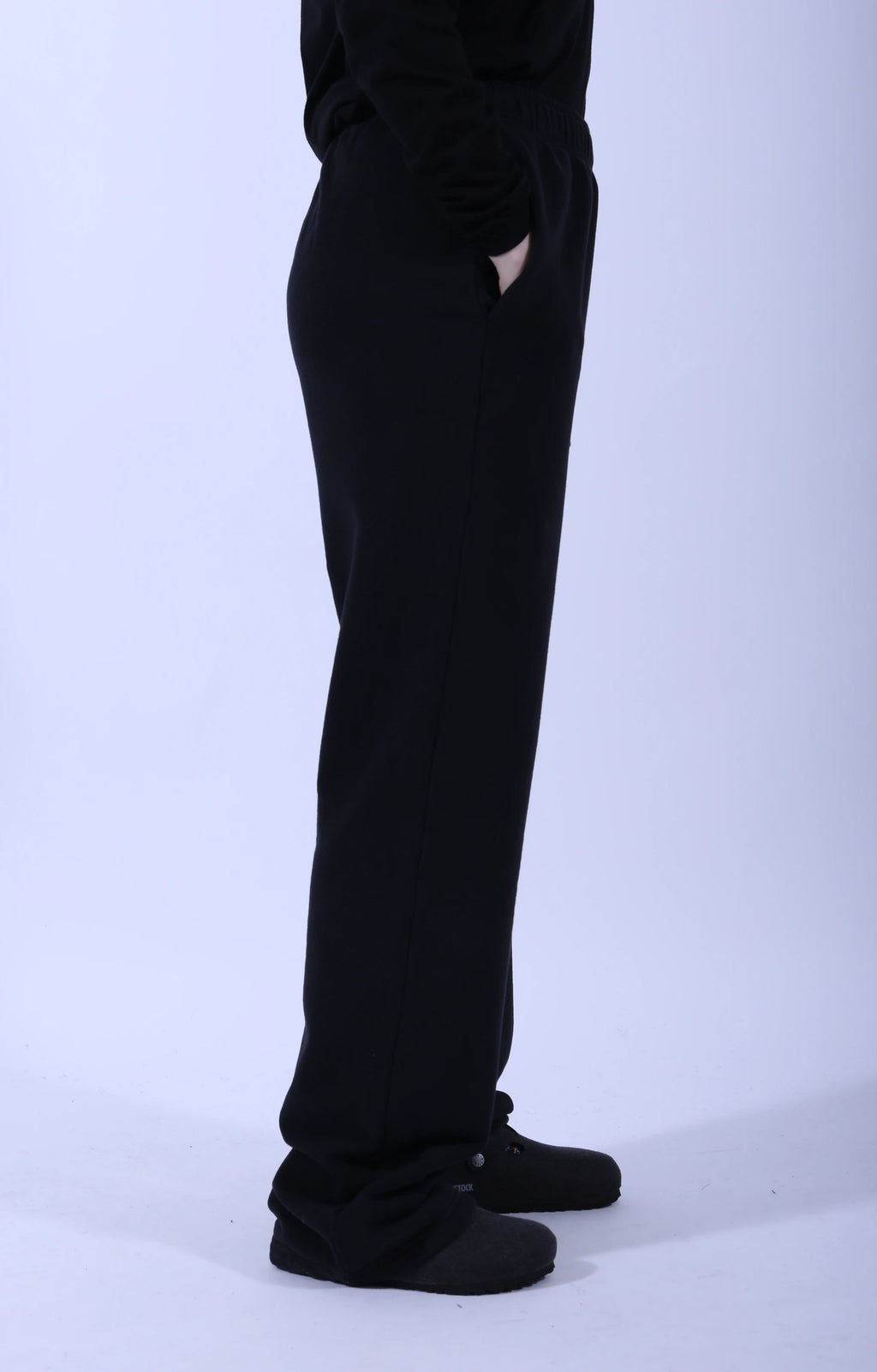 Open Leg Soft Fleece Sweatpants Deep Black