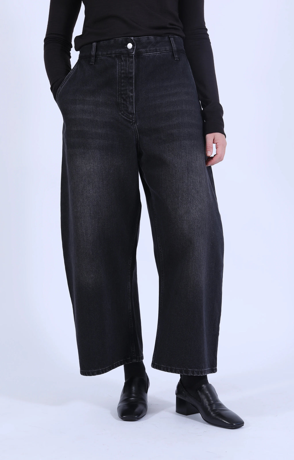 Chalco Wide Leg Denim Washed Black
