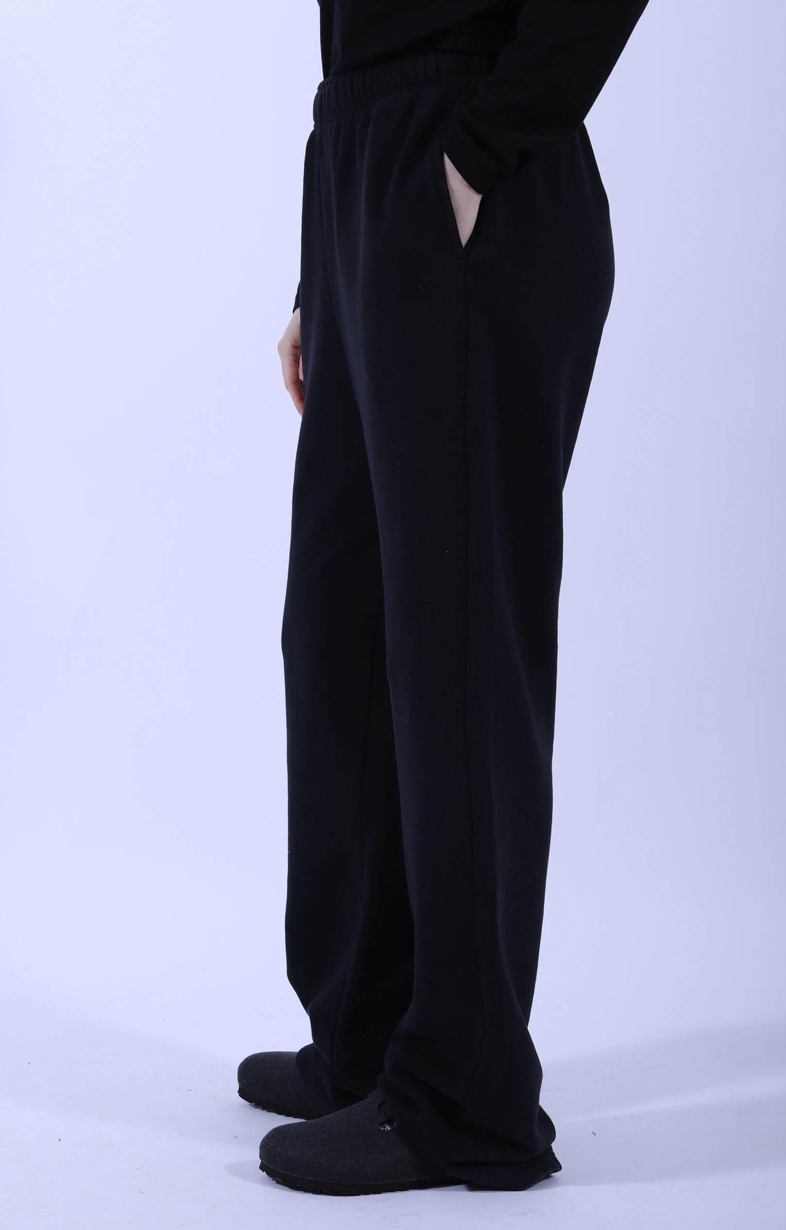 Open Leg Soft Fleece Sweatpants Deep Black