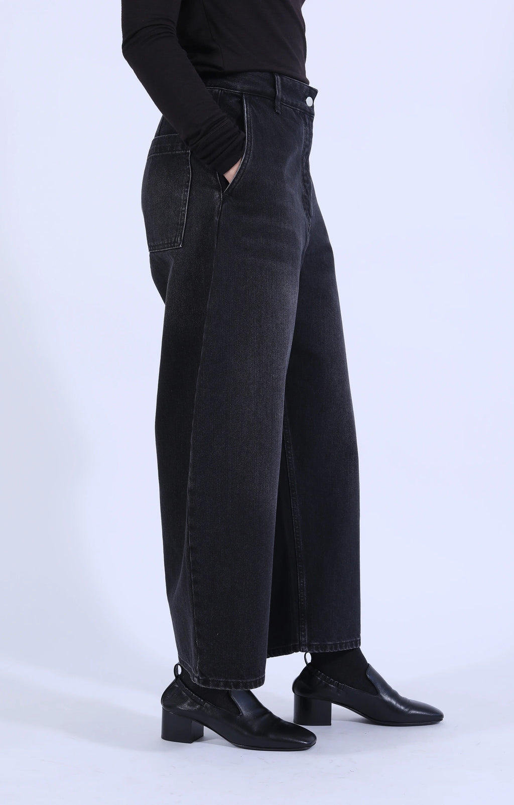 Chalco Wide Leg Denim Washed Black