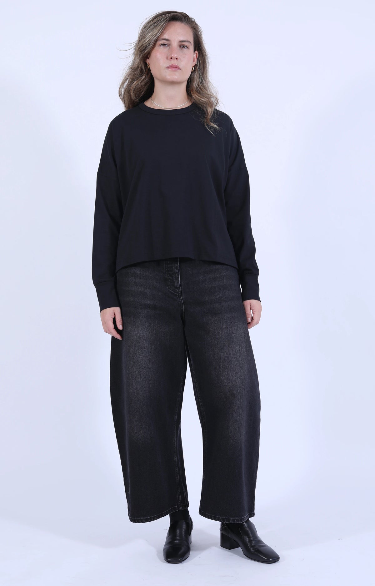 Chalco Wide Leg Denim Washed Black