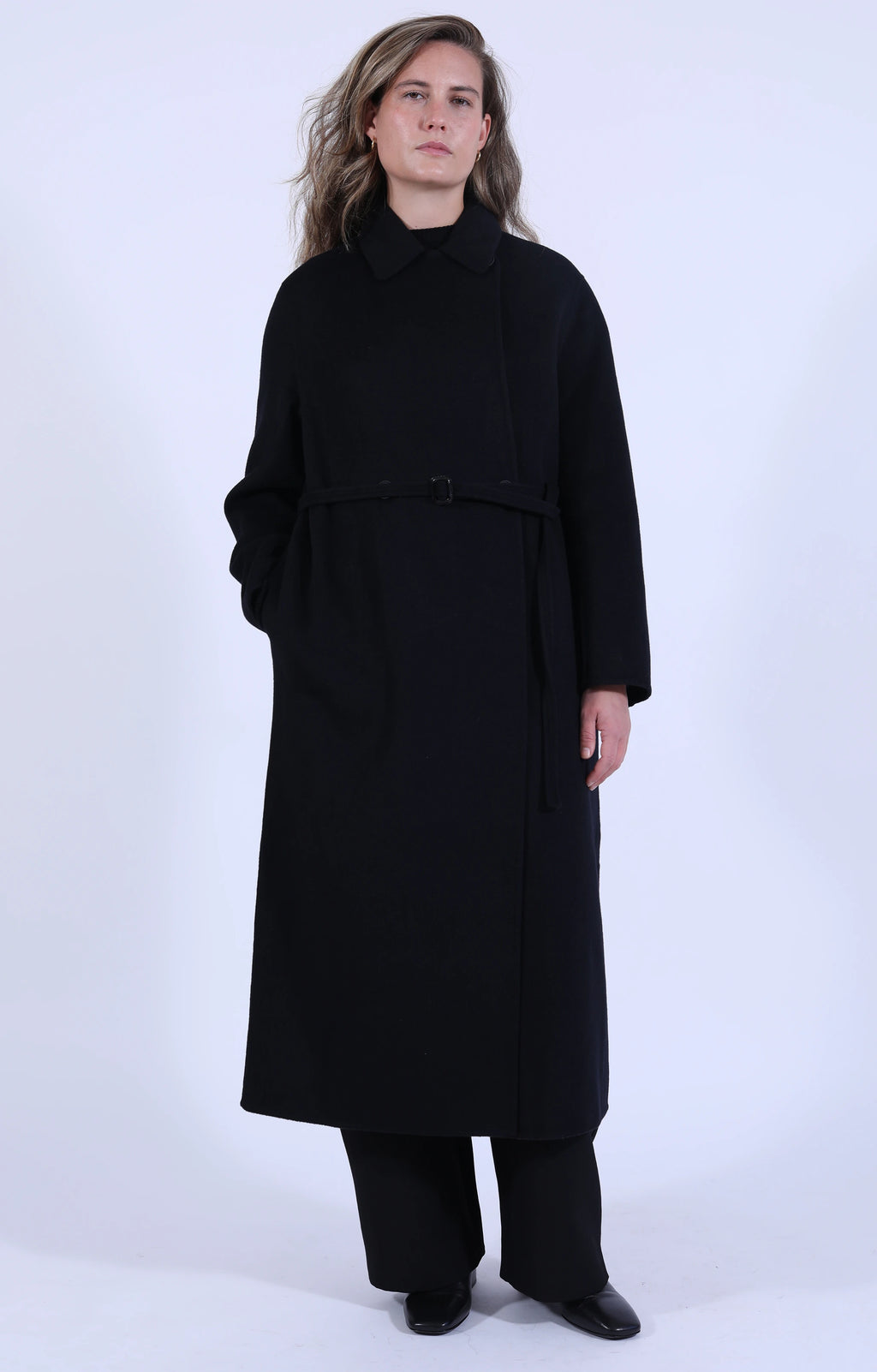Mori Double Faced Wool Coat Darkest Navy