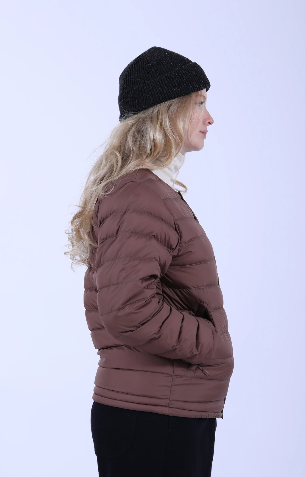 (M) Inner Down Crew Jacket Pink