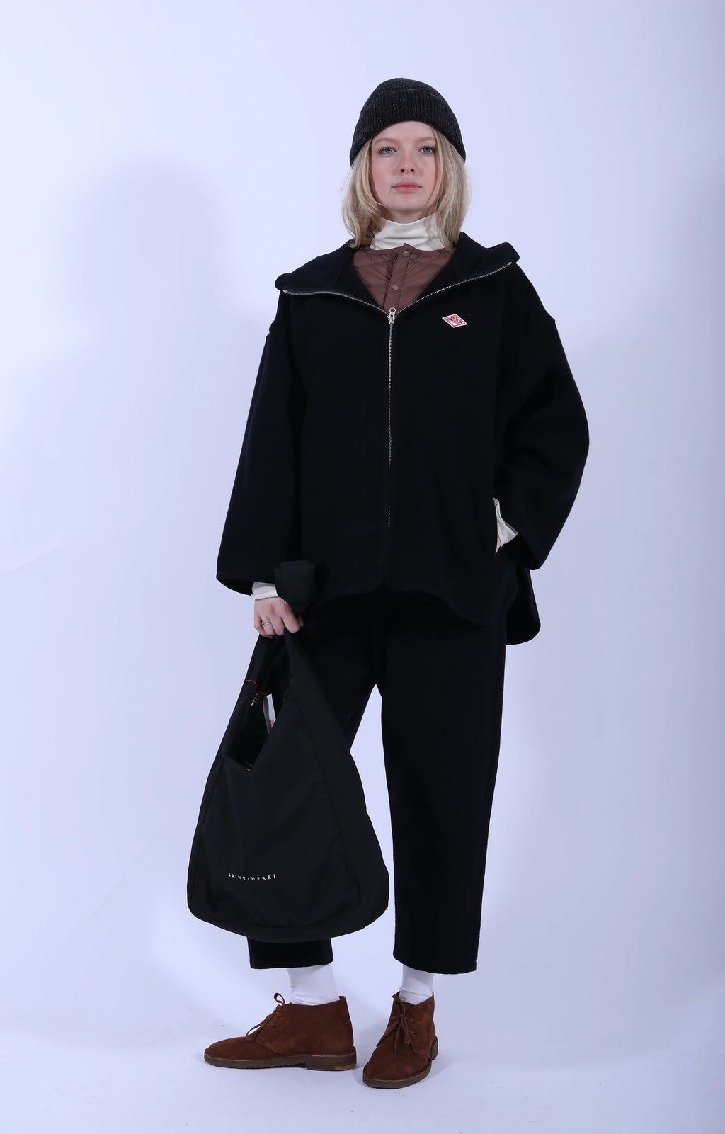 Hooded Blouson Wool Melton Dark Navy