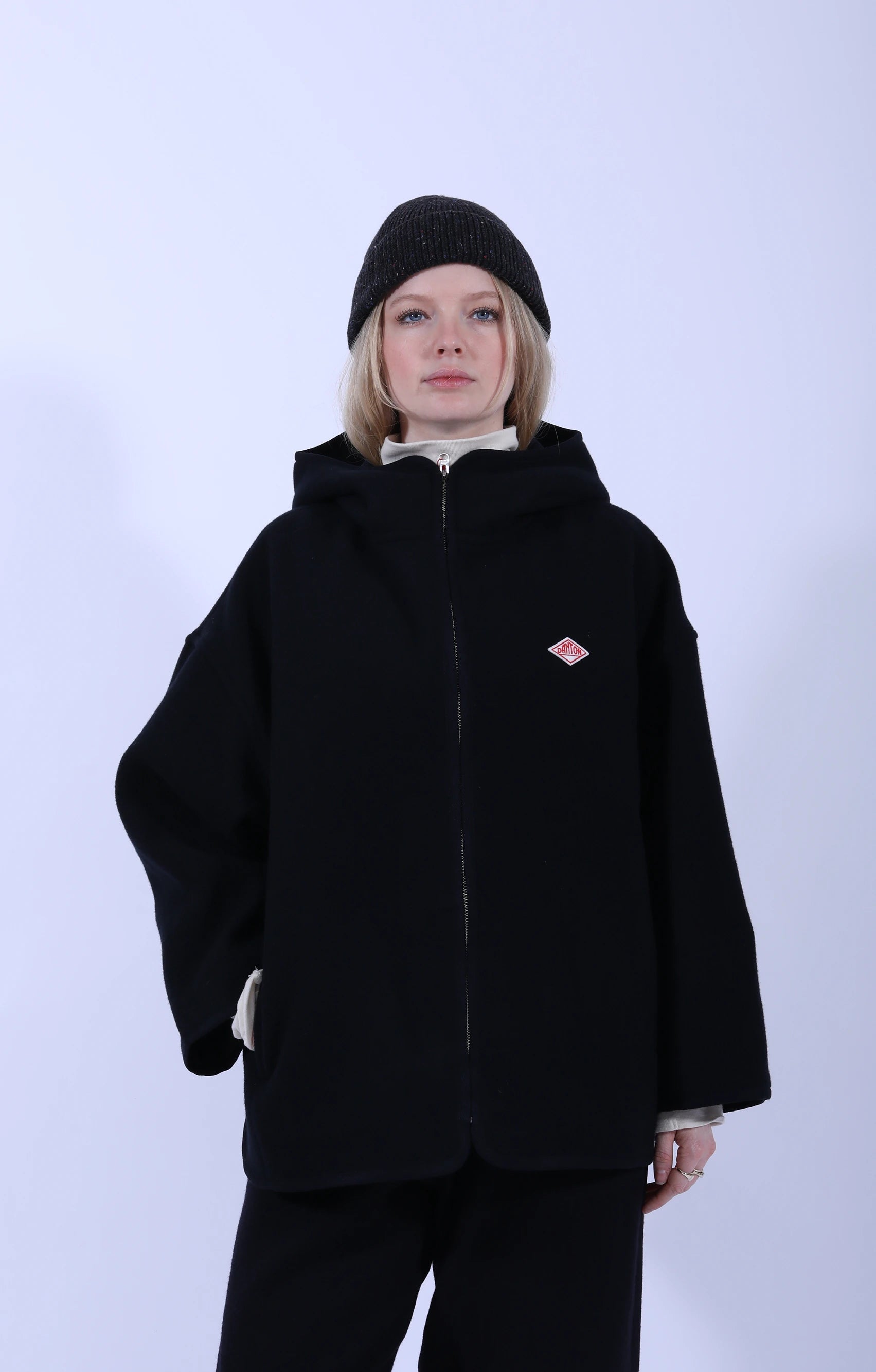 Hooded Blouson Wool Melton Dark Navy