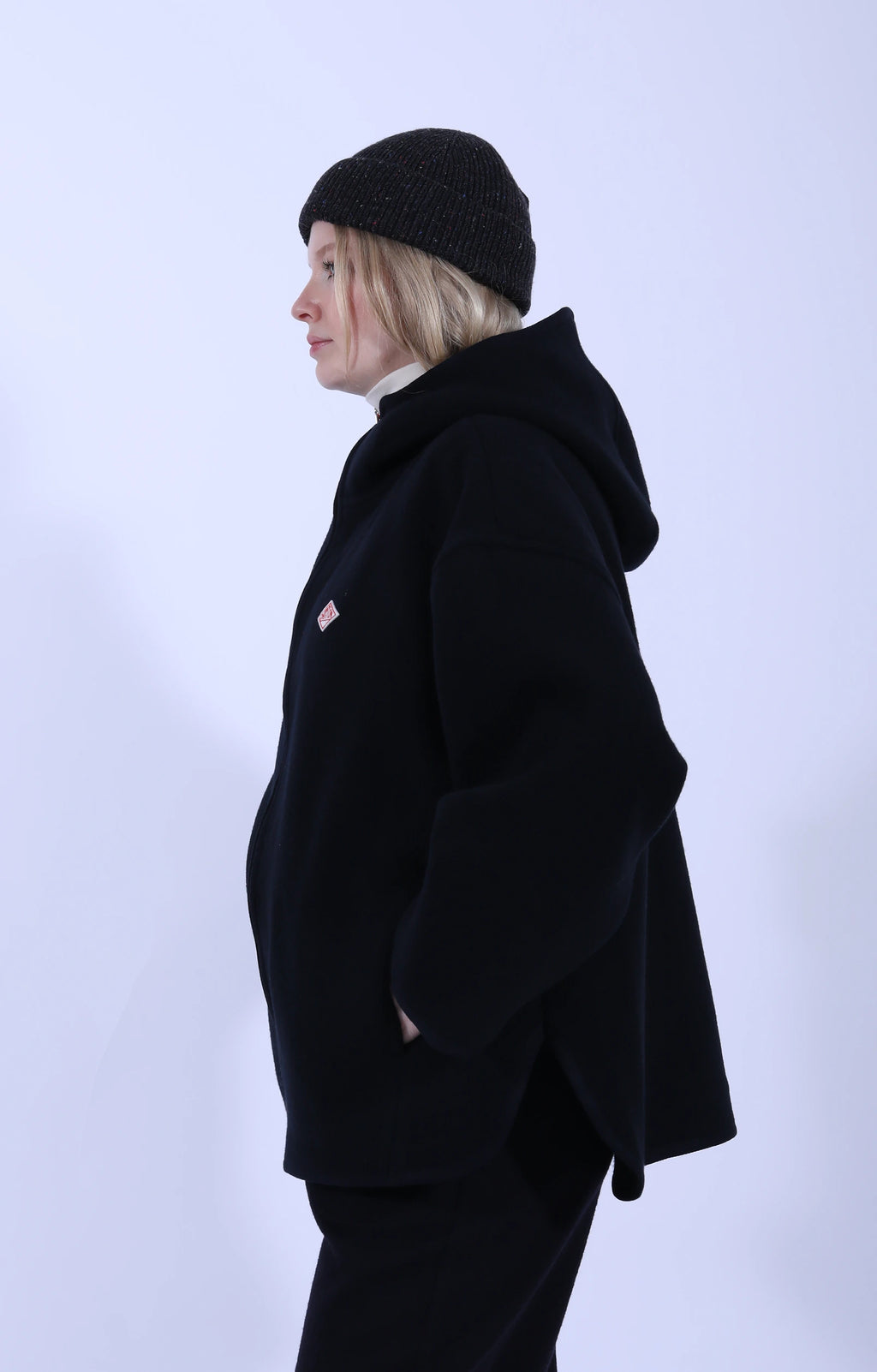 Hooded Blouson Wool Melton Dark Navy
