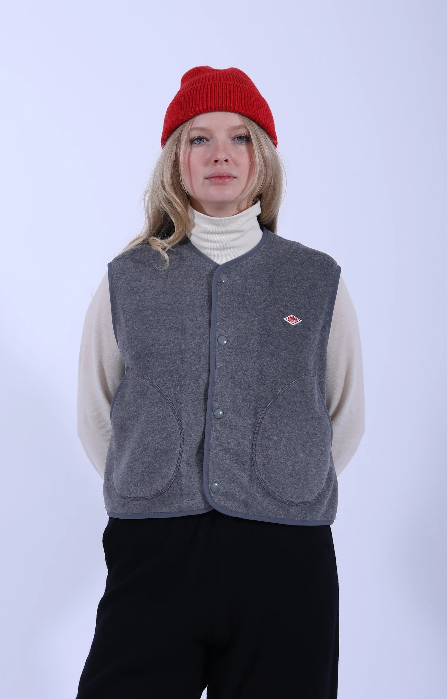 Fleece Collarless Vest Dark Grey