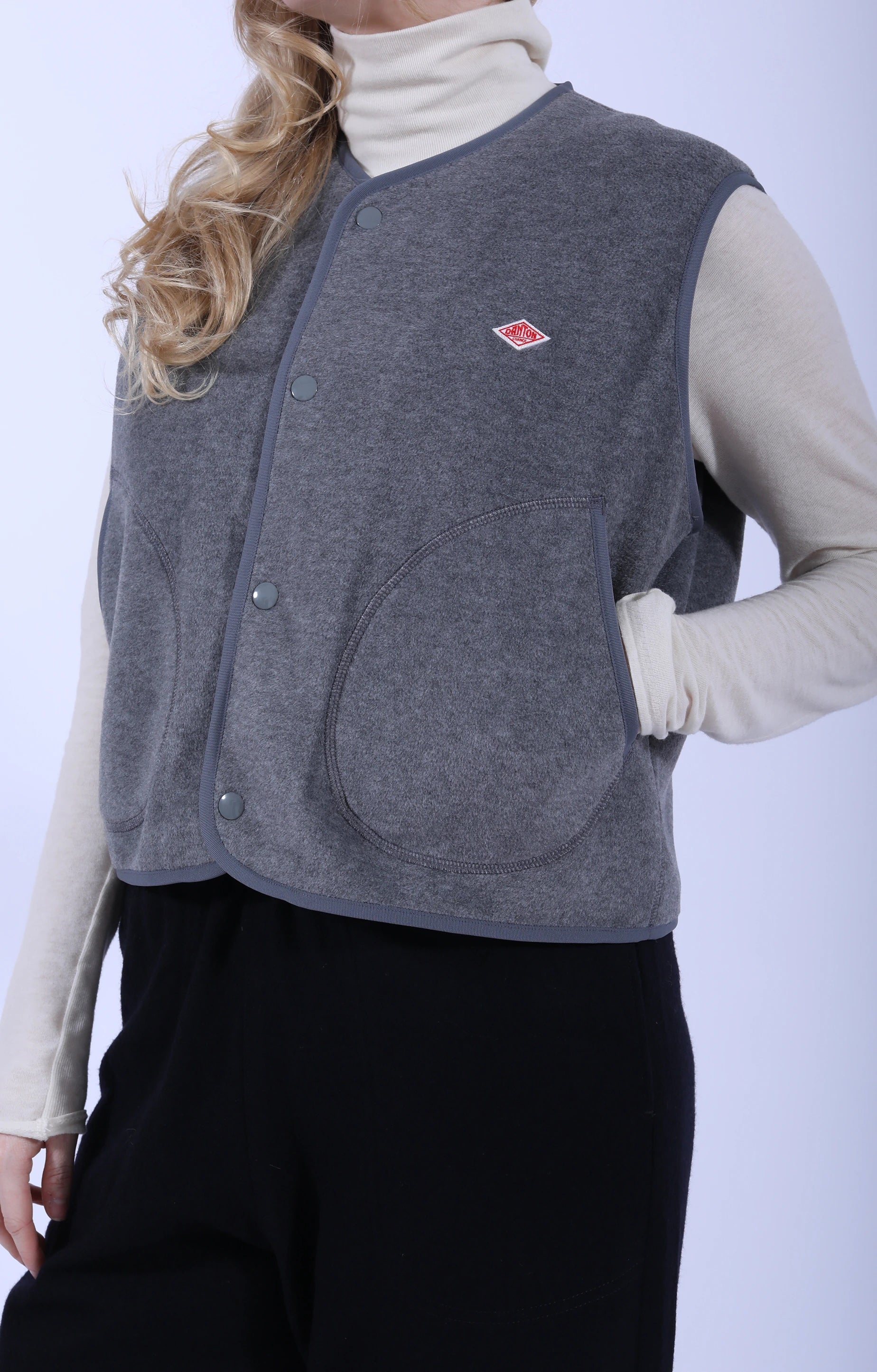 Fleece Collarless Vest Dark Grey