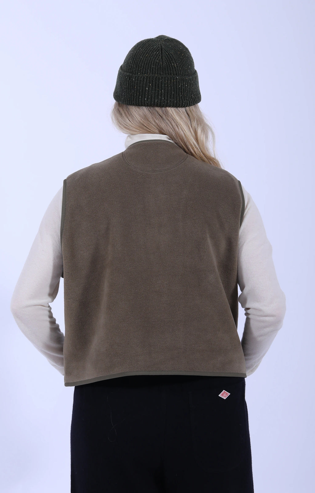 Fleece Collarless Vest Khaki