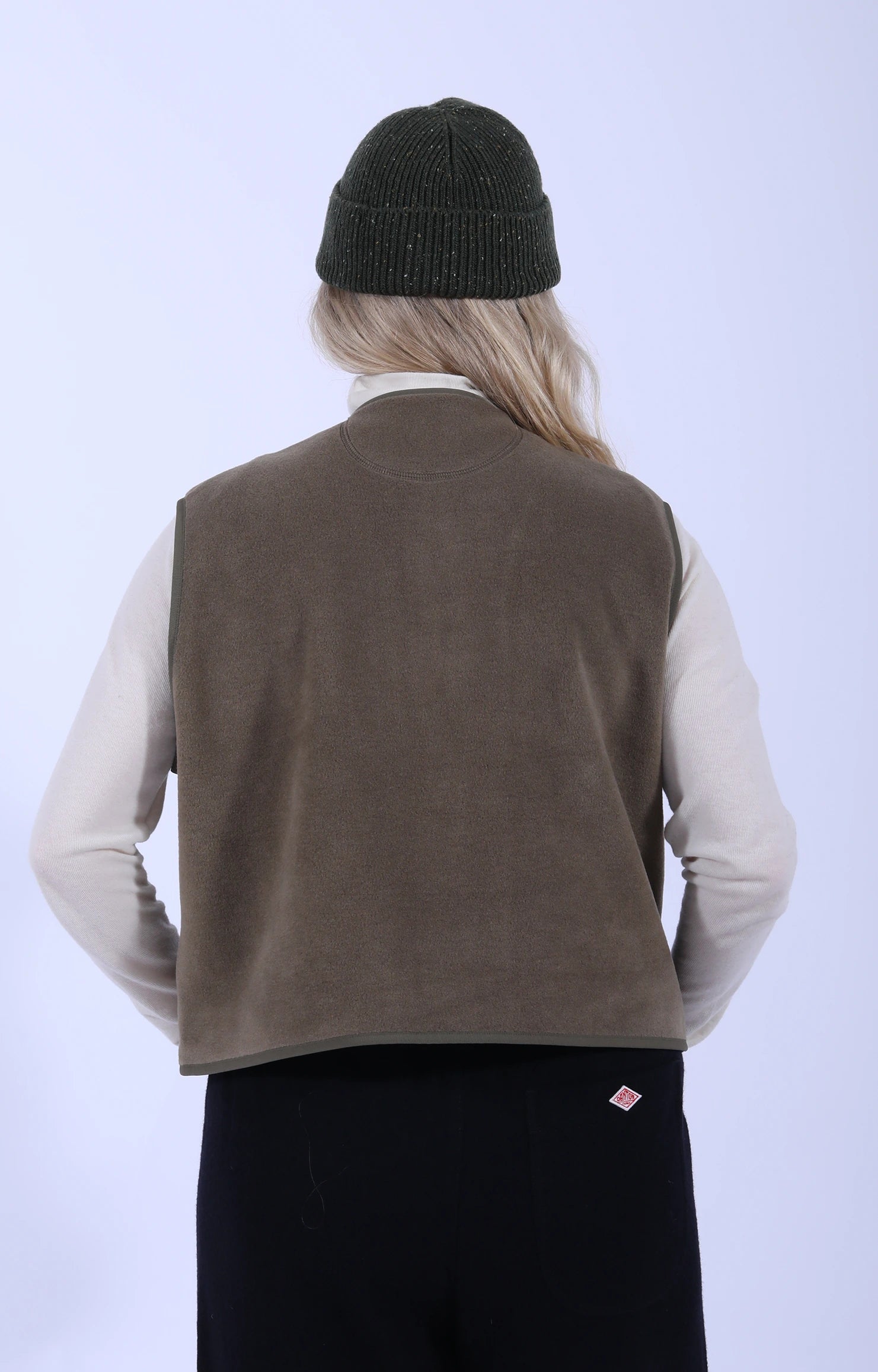 Fleece Collarless Vest Khaki